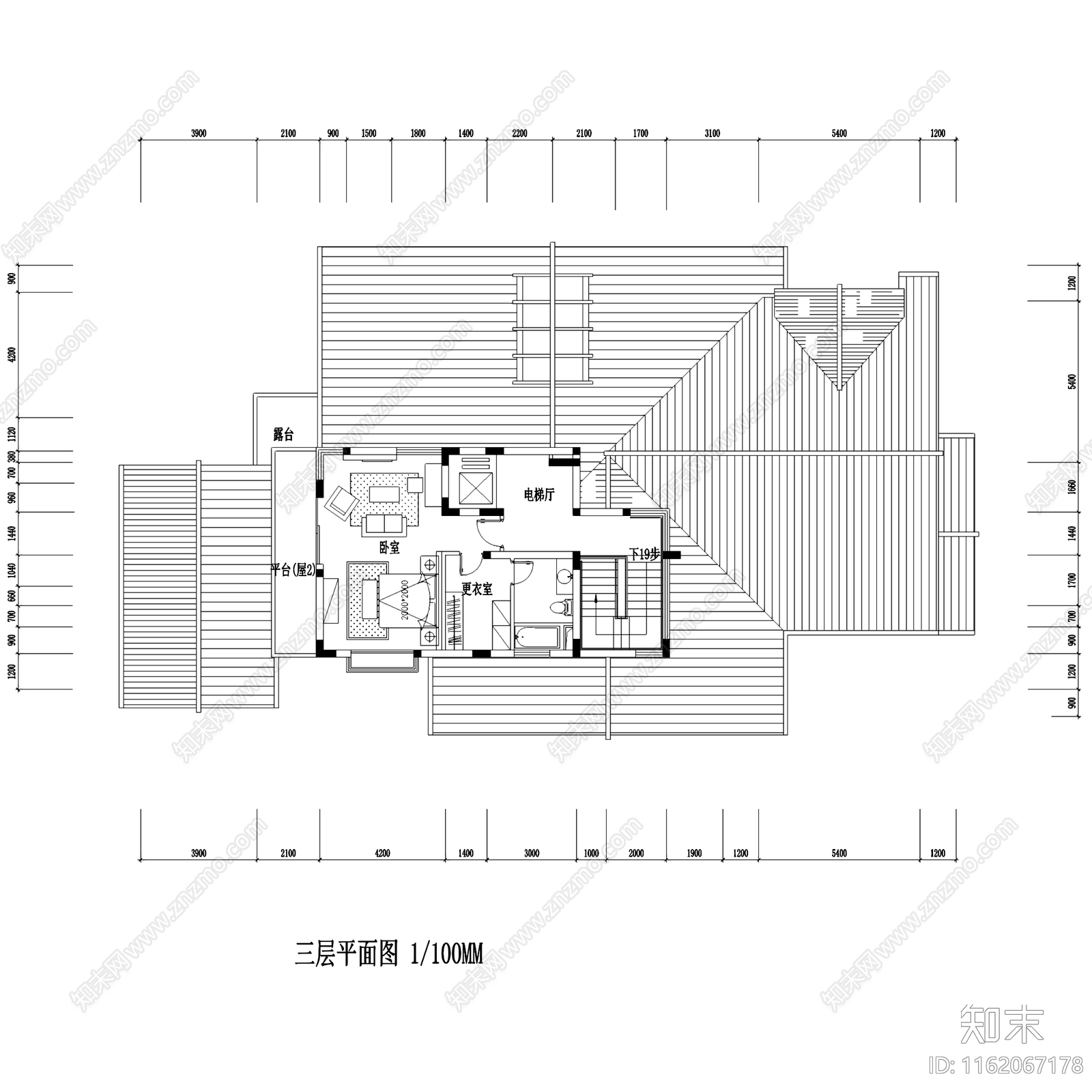 中式三层别墅室内家装cad施工图下载【ID:1162067178】