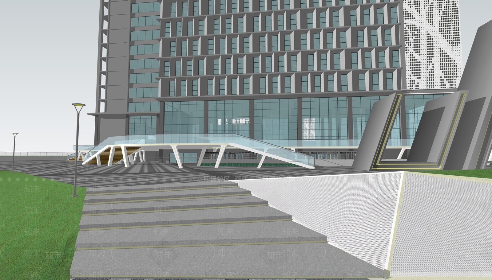 产业办公广场入口SU模型下载【ID:1162067289】