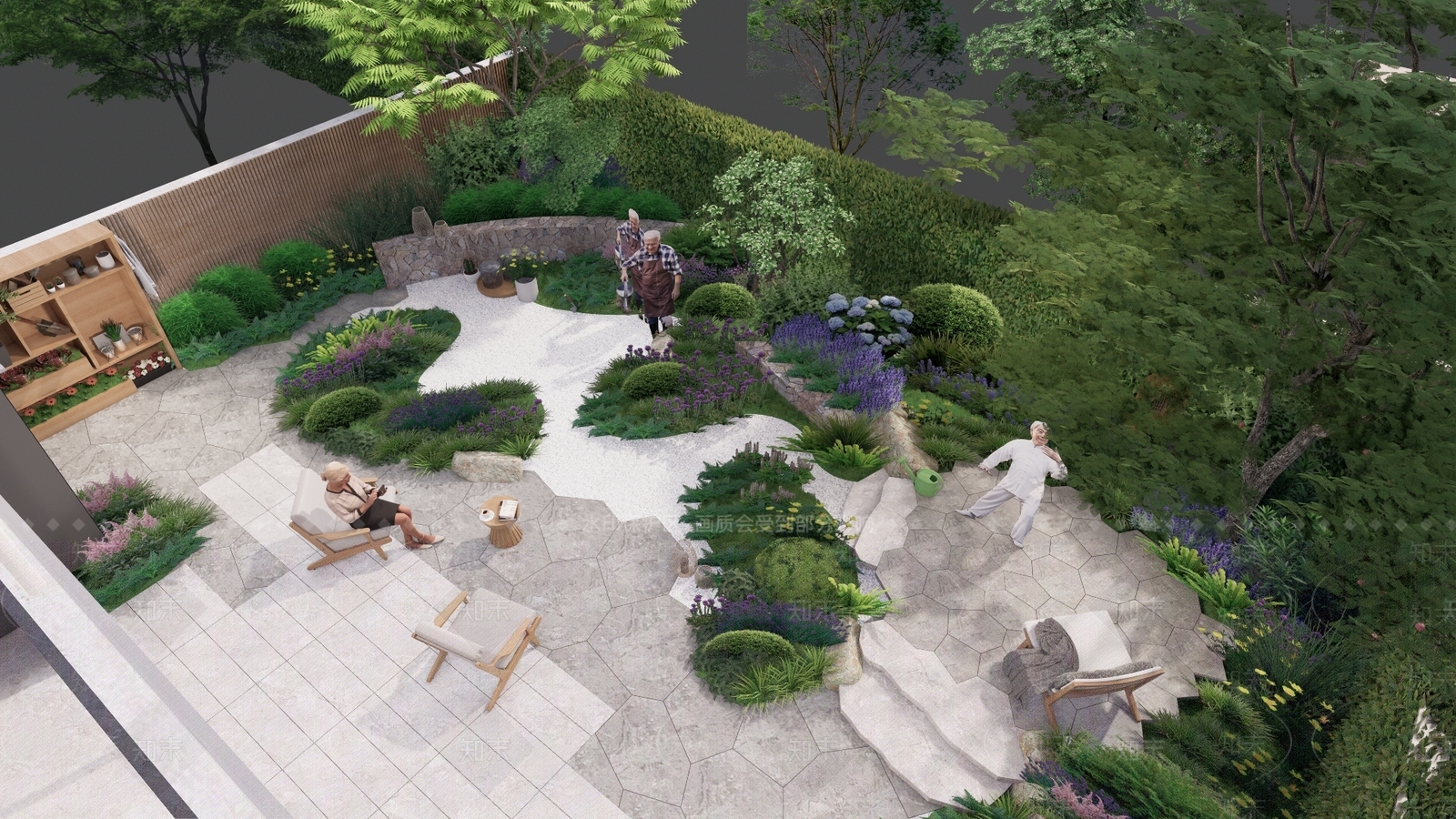 现代别墅庭院景观SU模型下载【ID:1162067639】