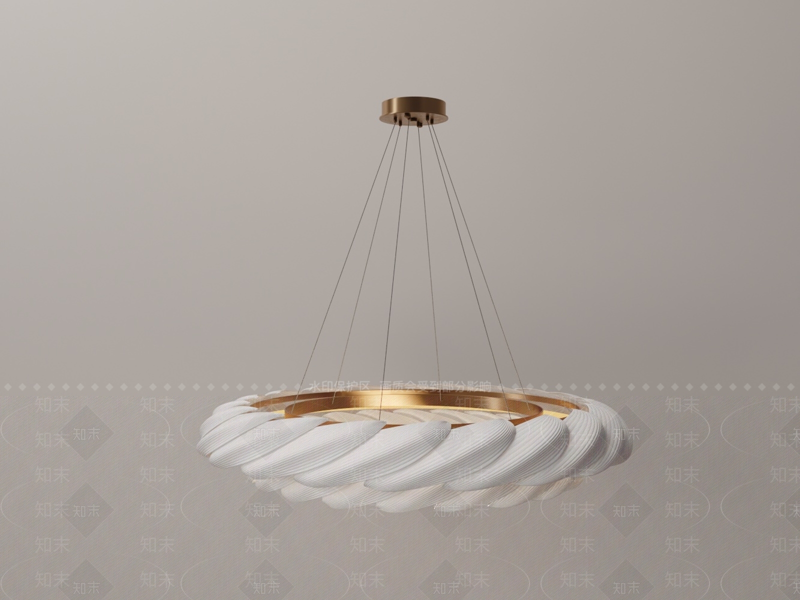 现代花瓣灯罩金属吊灯3D模型下载【ID:1162071352】