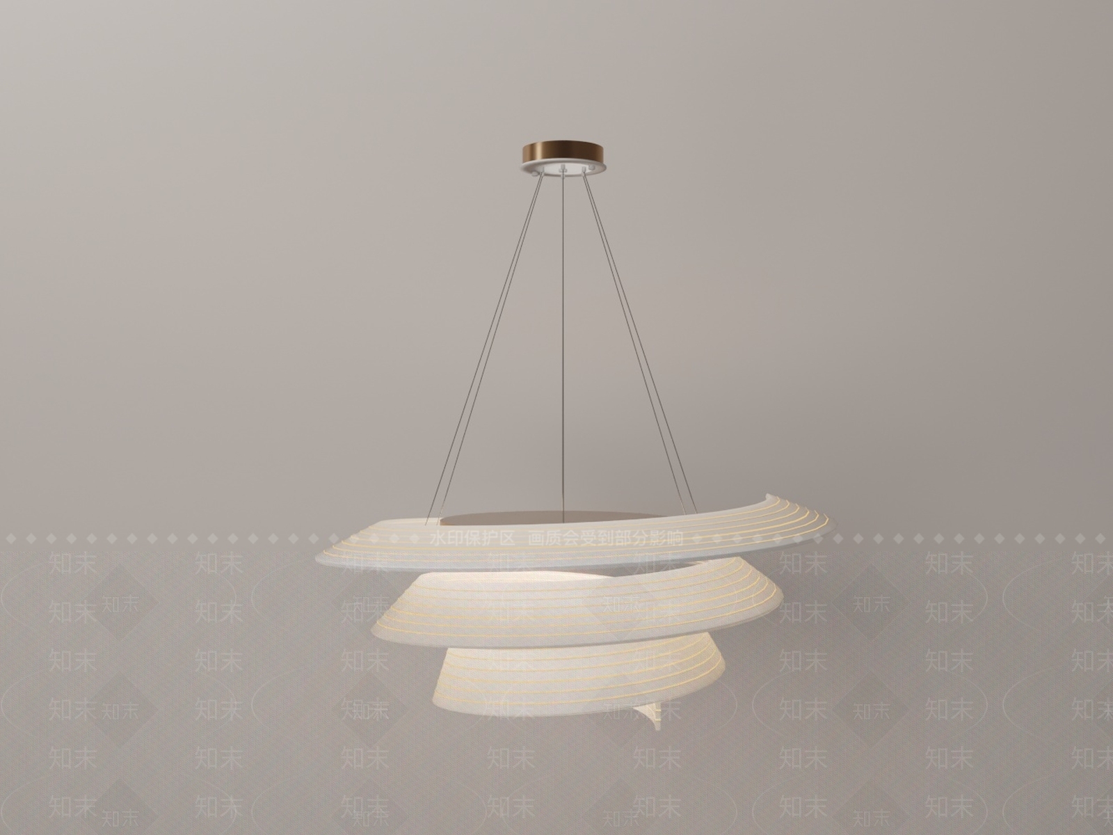 现代螺旋灯罩金属吊灯3D模型下载【ID:1162071456】