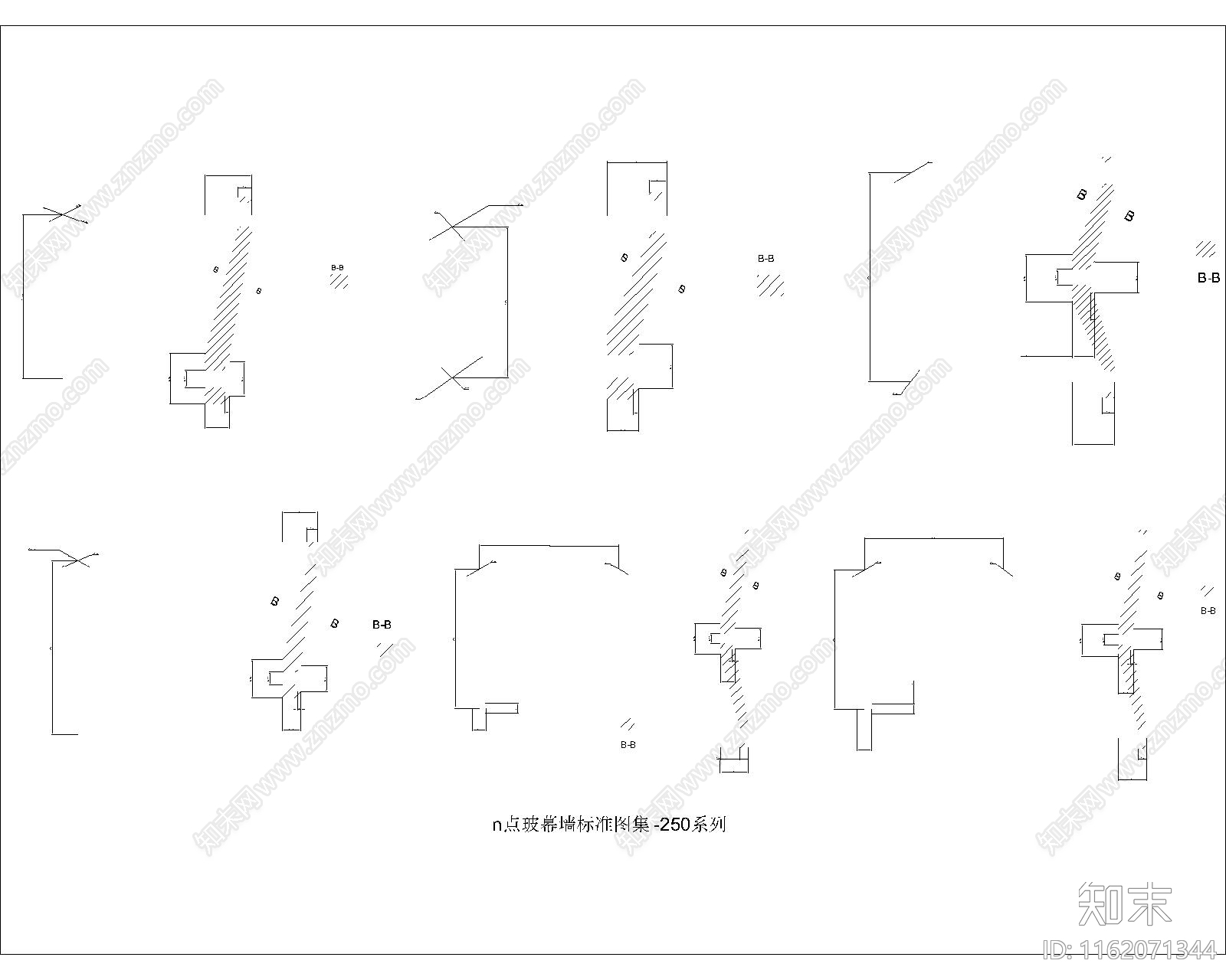 n点玻幕墙标准图集施工图下载【ID:1162071344】