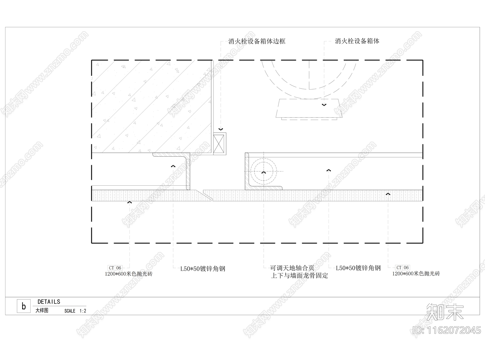 瓷砖消防栓暗门大样图cad施工图下载【ID:1162072045】