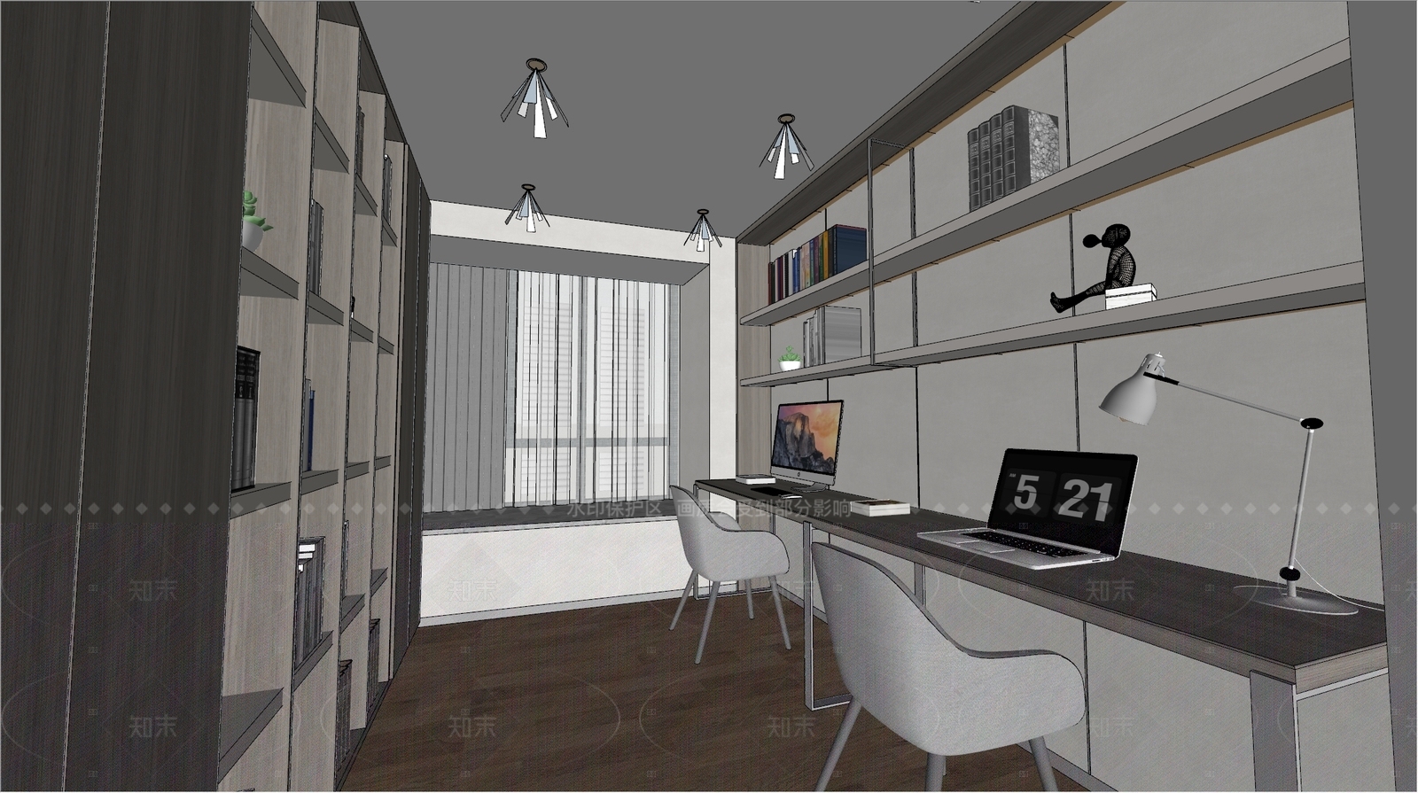 现代书房SU模型下载【ID:1216080580】