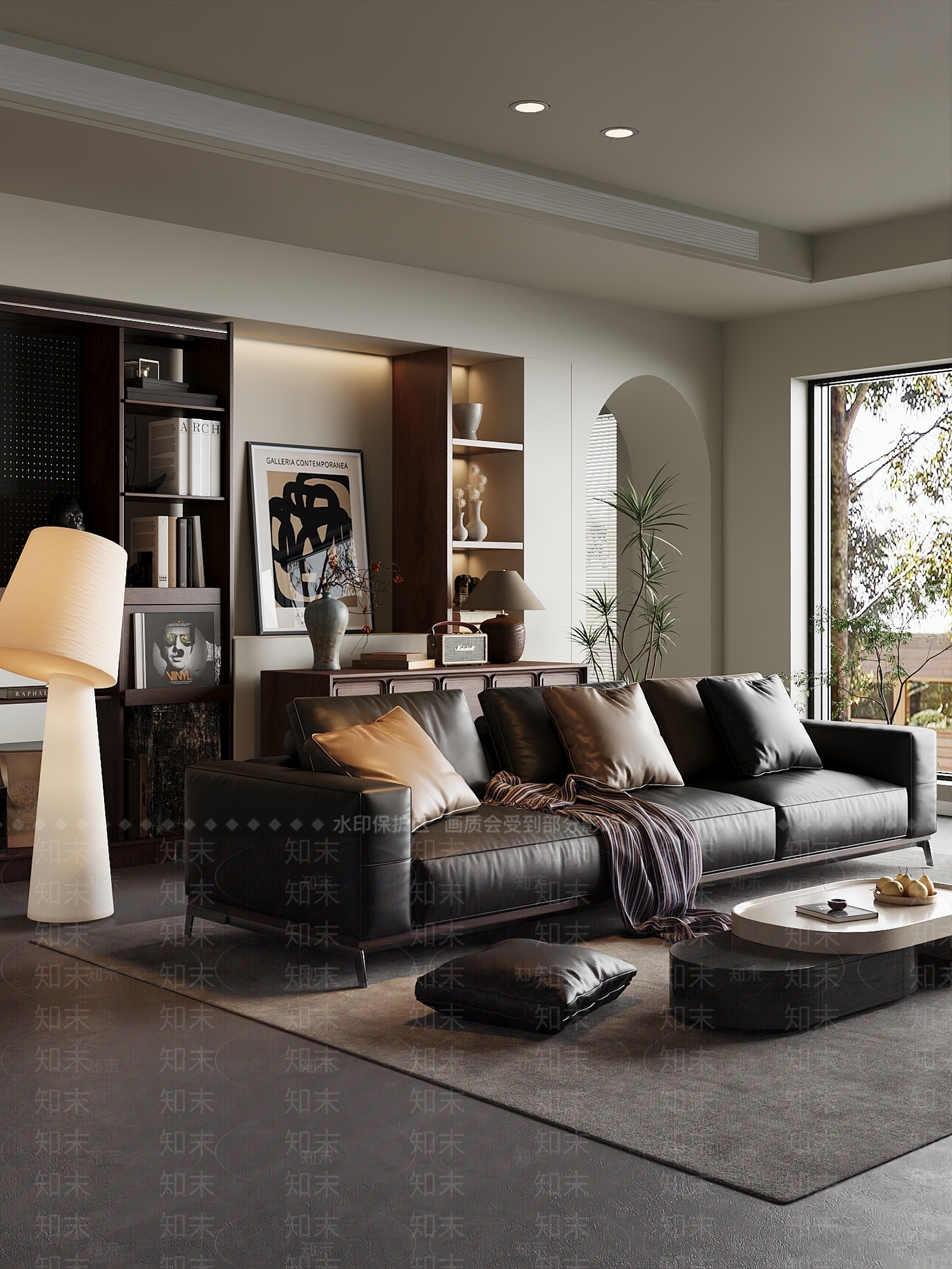 现代中古风诧寂风三人茶几组合客厅3D模型下载【ID:1162091414】