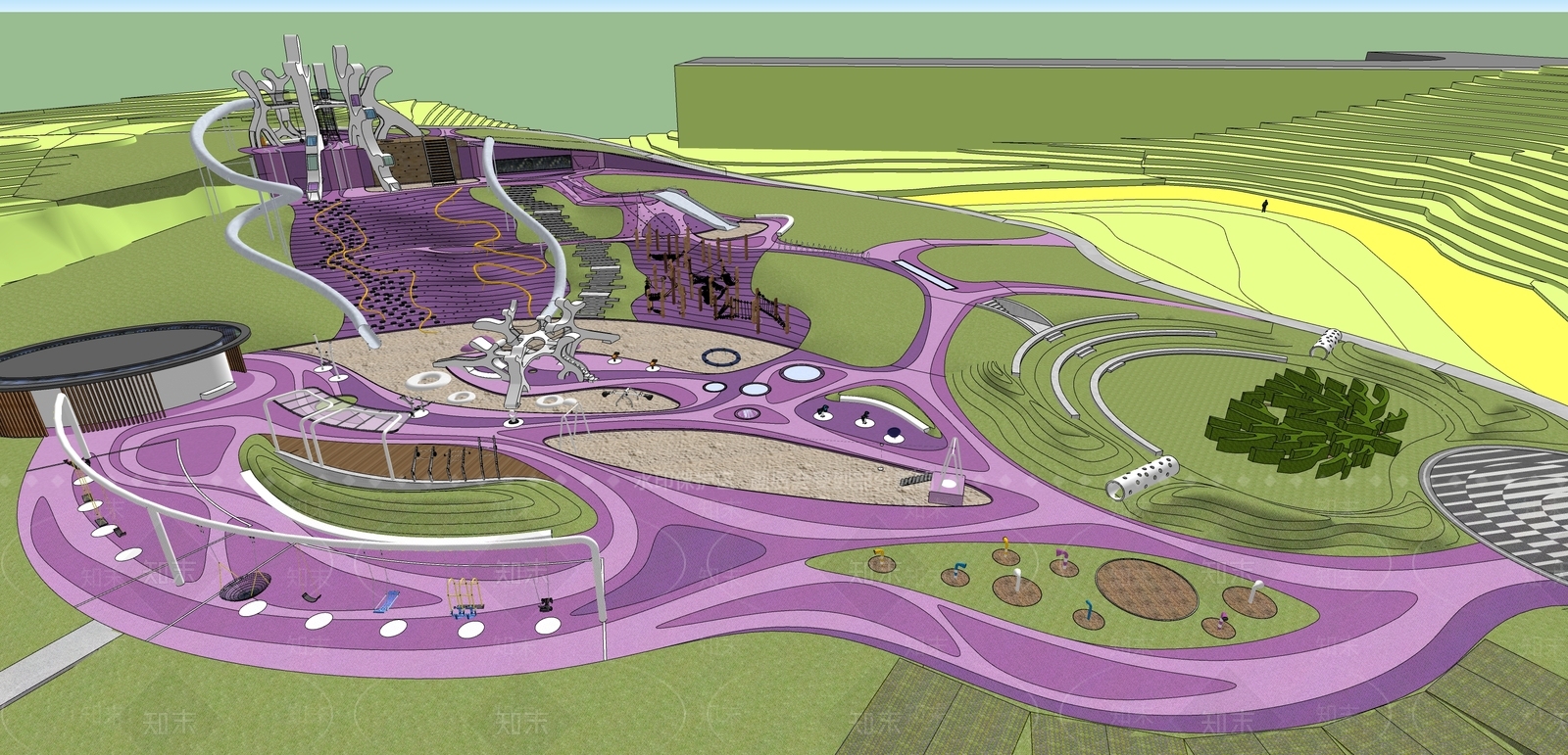 文旅乡村山体儿童公园SU模型下载【ID:1162091867】