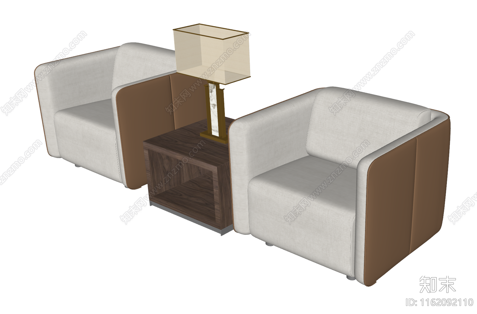 现代接待室单人沙发组合SU模型下载【ID:1162092110】