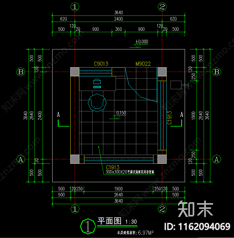 保安亭建施cad施工图下载【ID:1162094069】