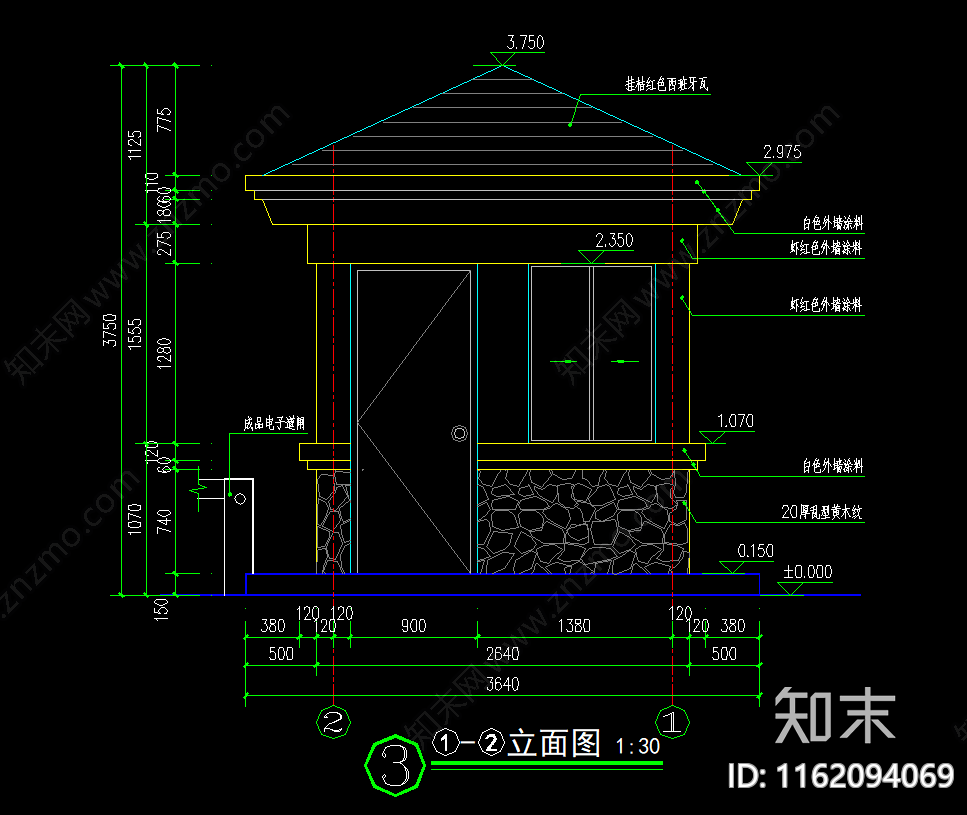 保安亭建施cad施工图下载【ID:1162094069】