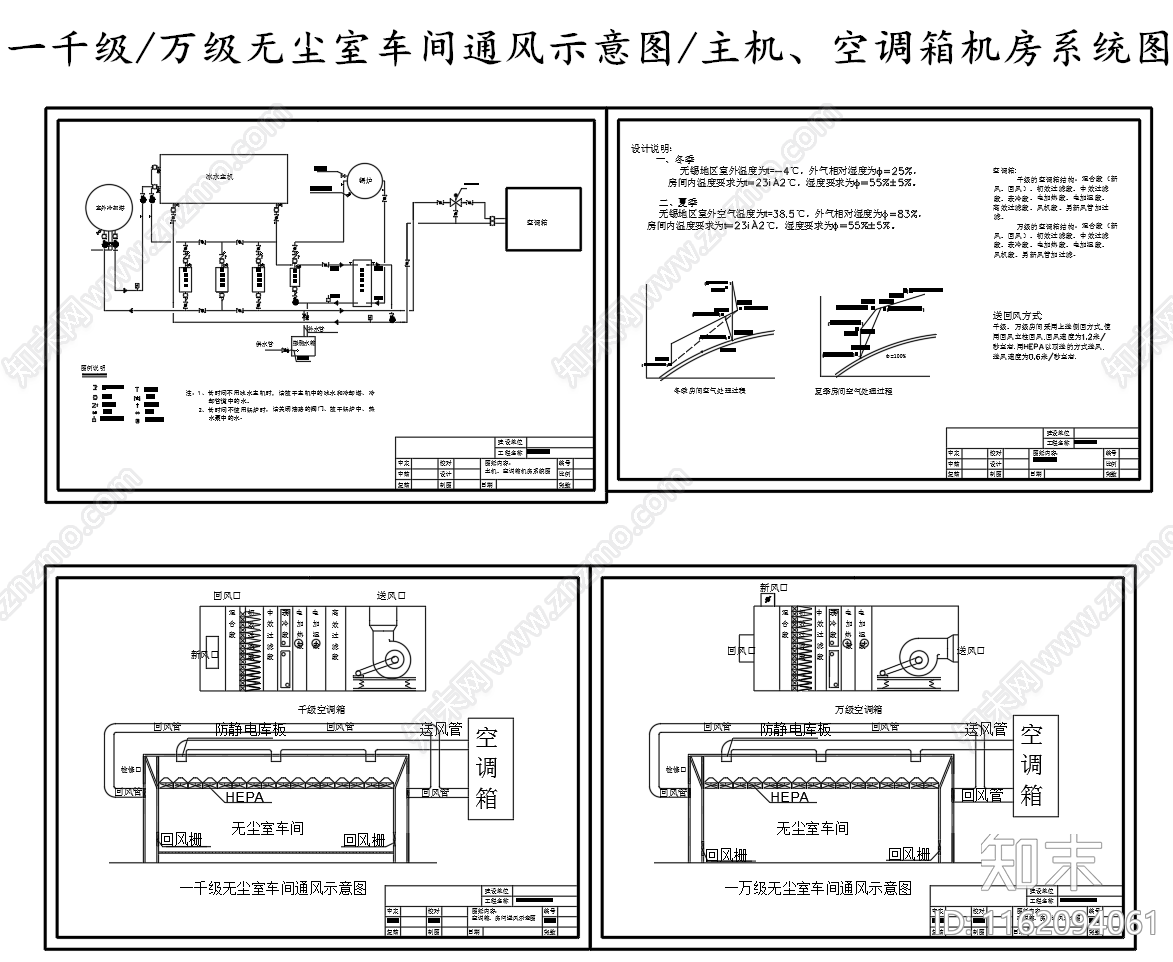 千级万级无尘室车间通风示意图施工图下载【ID:1162094061】