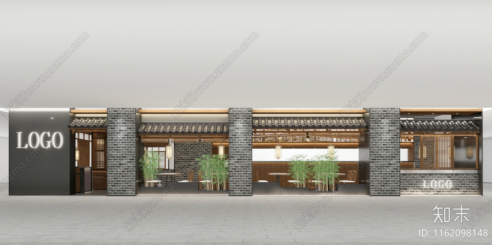 新中式餐厅门面3D模型下载【ID:1162098148】