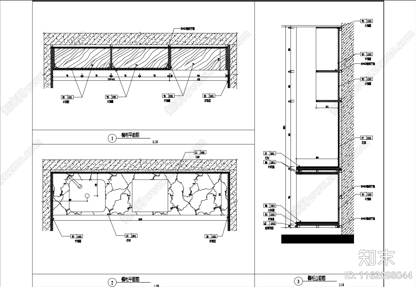 橱柜大样图cad施工图下载【ID:1162098044】