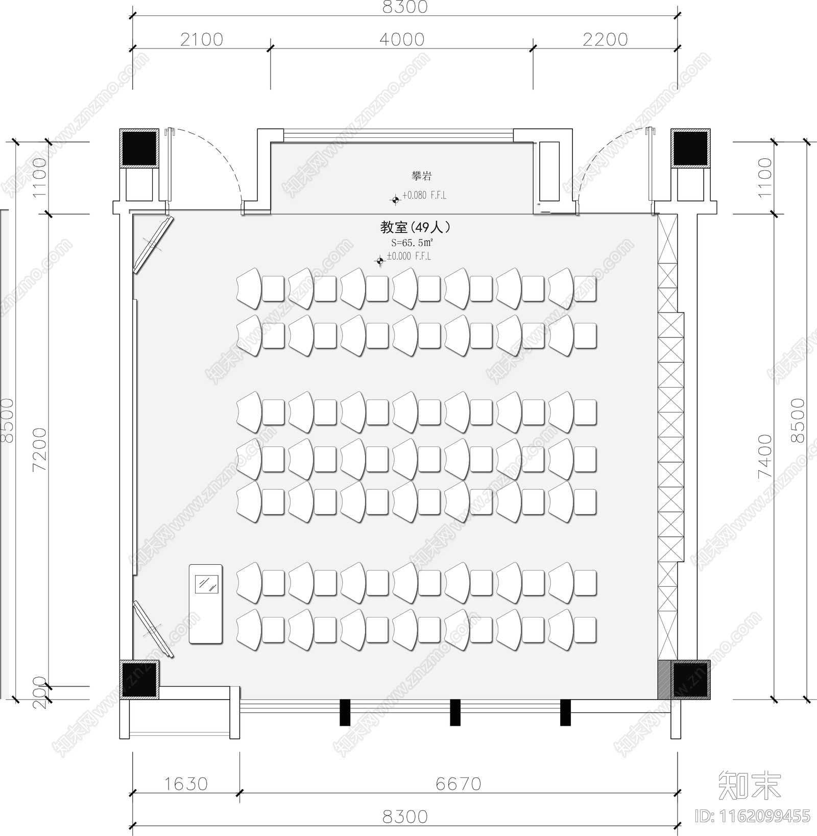 学校教室cad施工图下载【ID:1162099455】