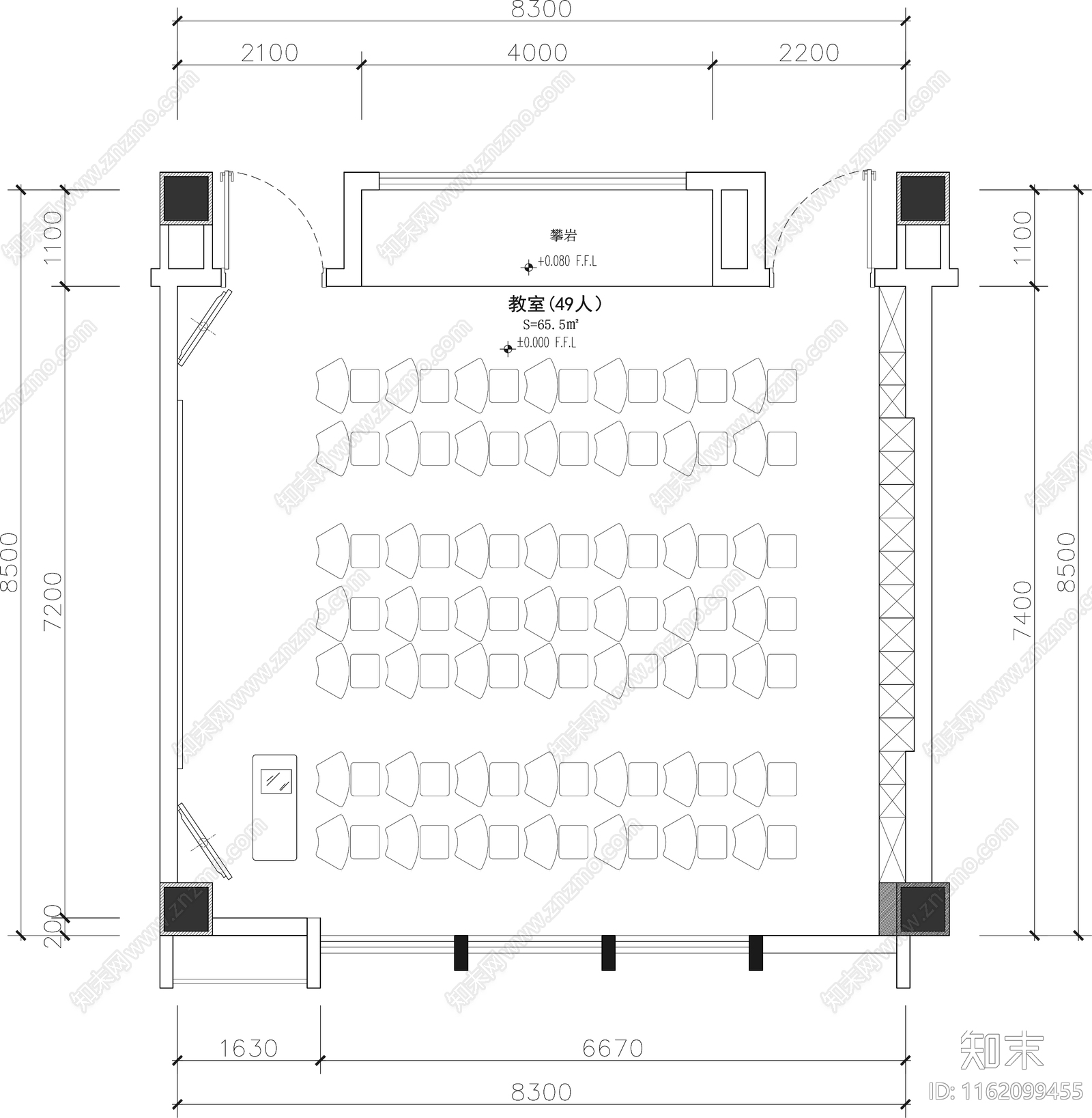 学校教室cad施工图下载【ID:1162099455】
