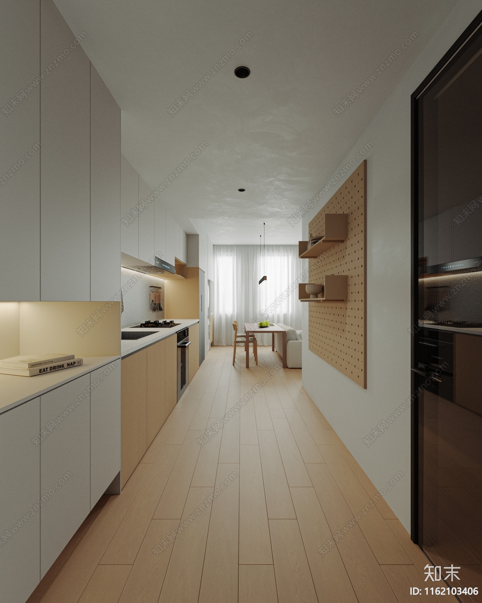 现代原木风格公寓3D模型下载【ID:1162103406】