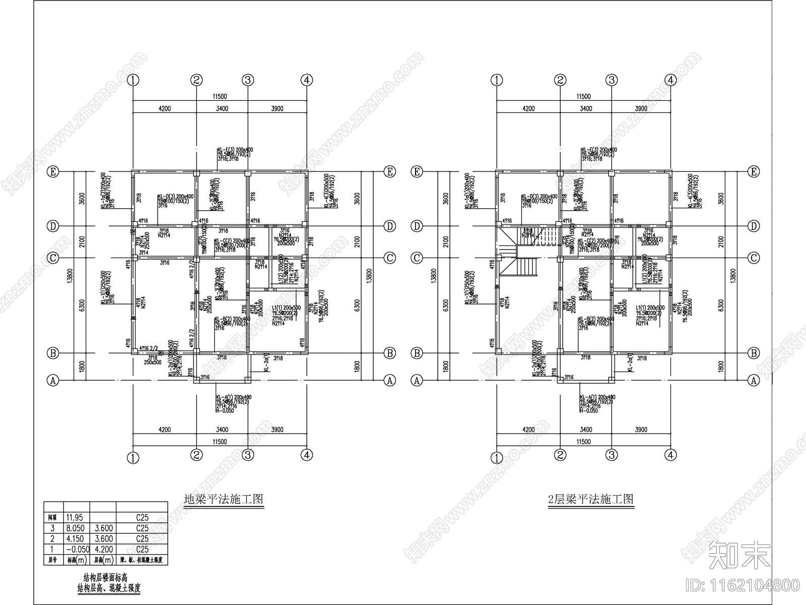 欧式三层独栋别墅建筑结构cad施工图下载【ID:1162104800】