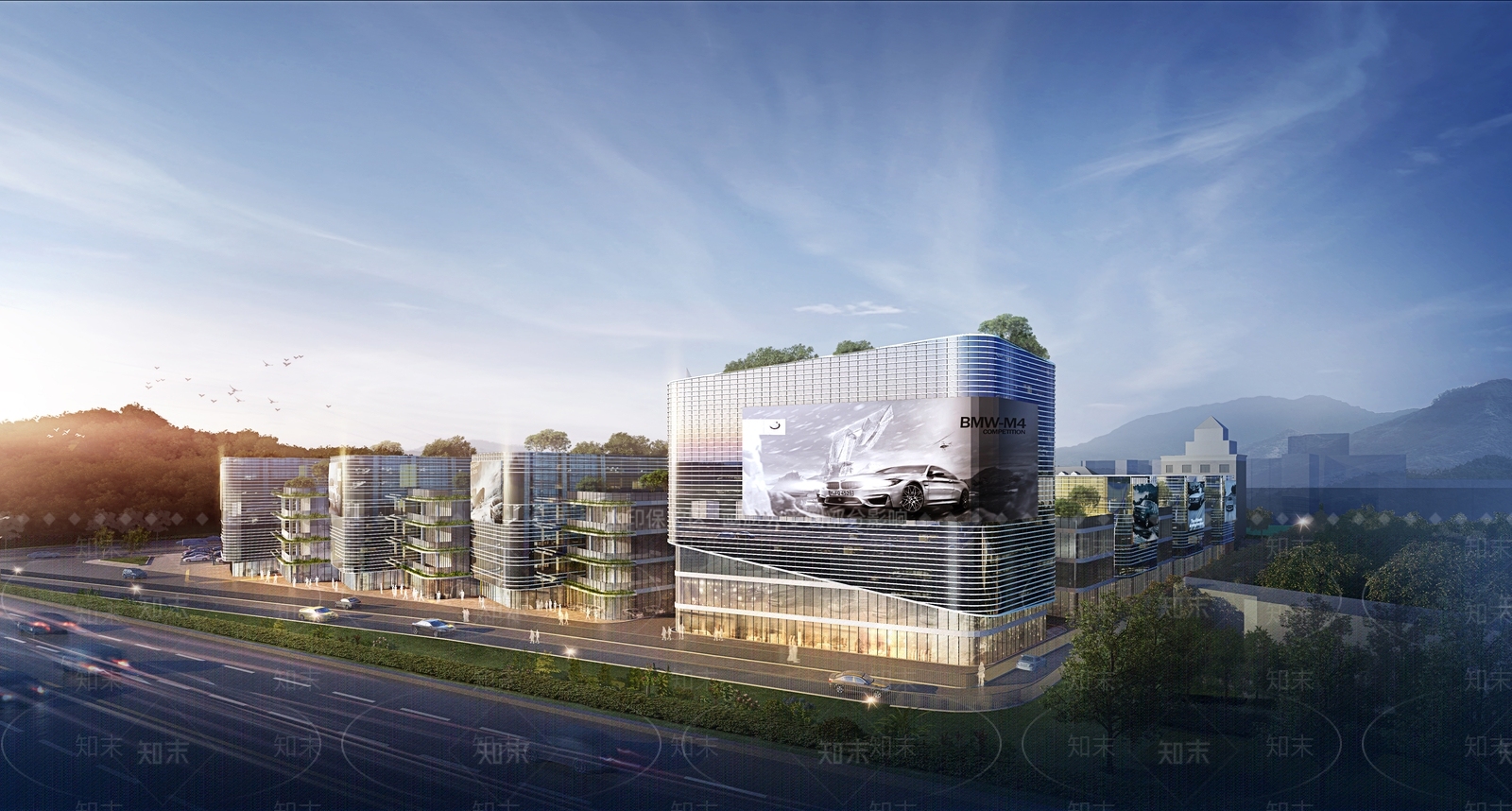 现代办公楼产业园3D模型下载【ID:1162106318】