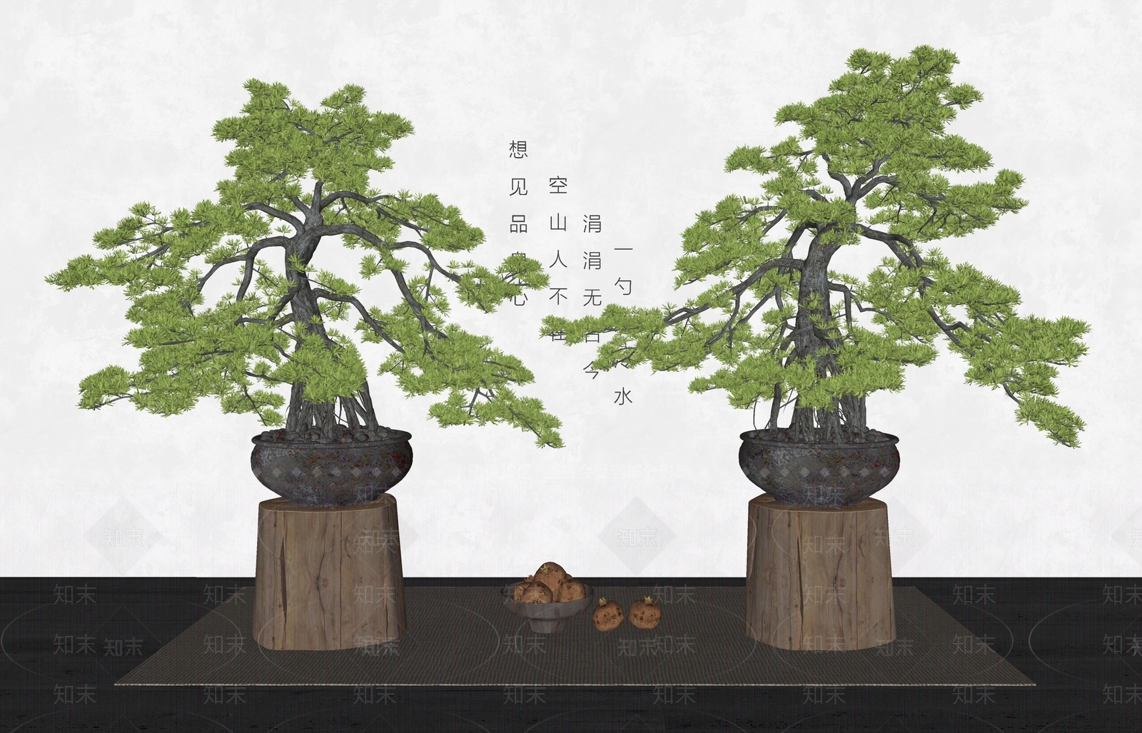 新中式松树盆栽SU模型下载【ID:1162106453】