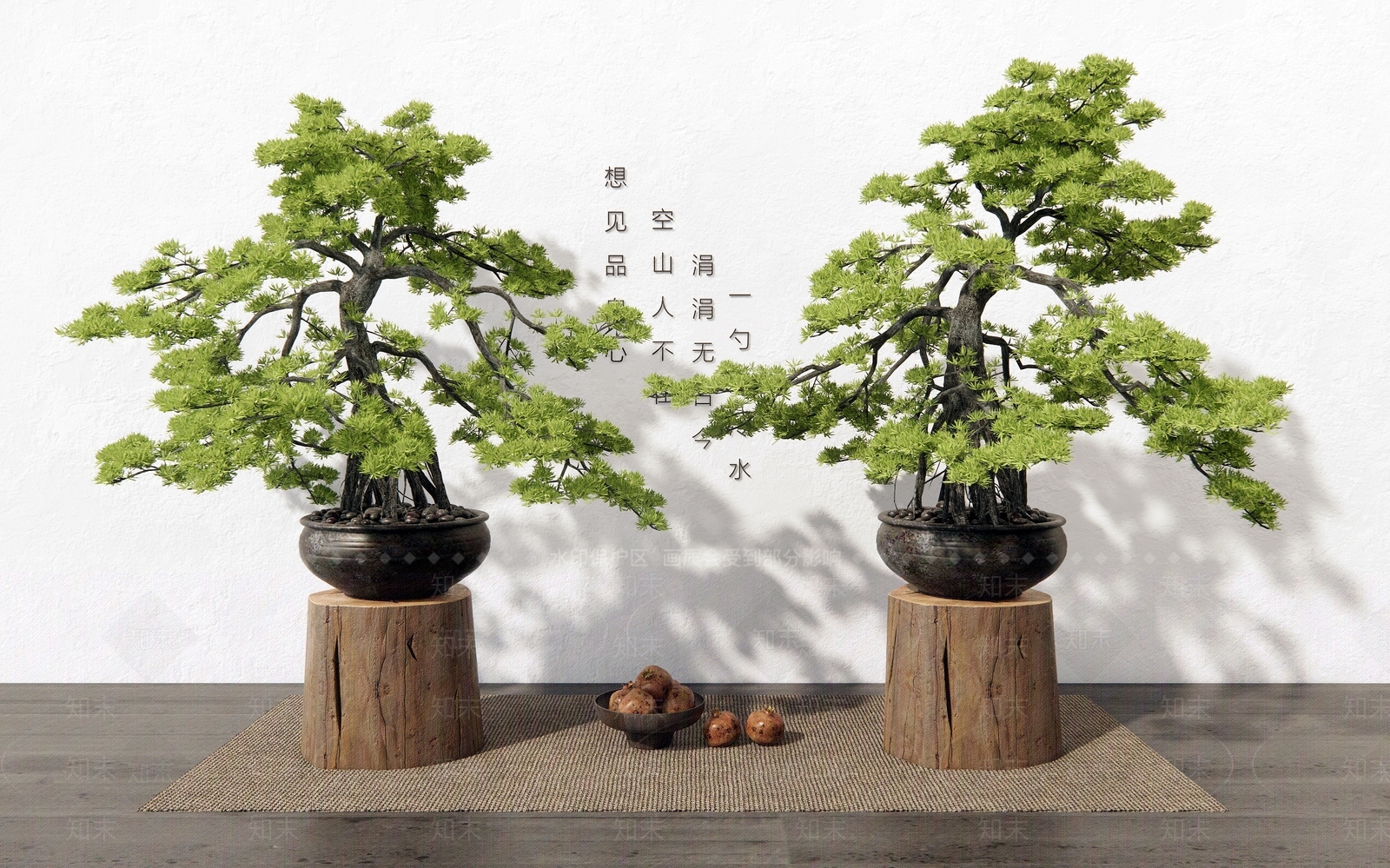 新中式盆栽SU模型草图