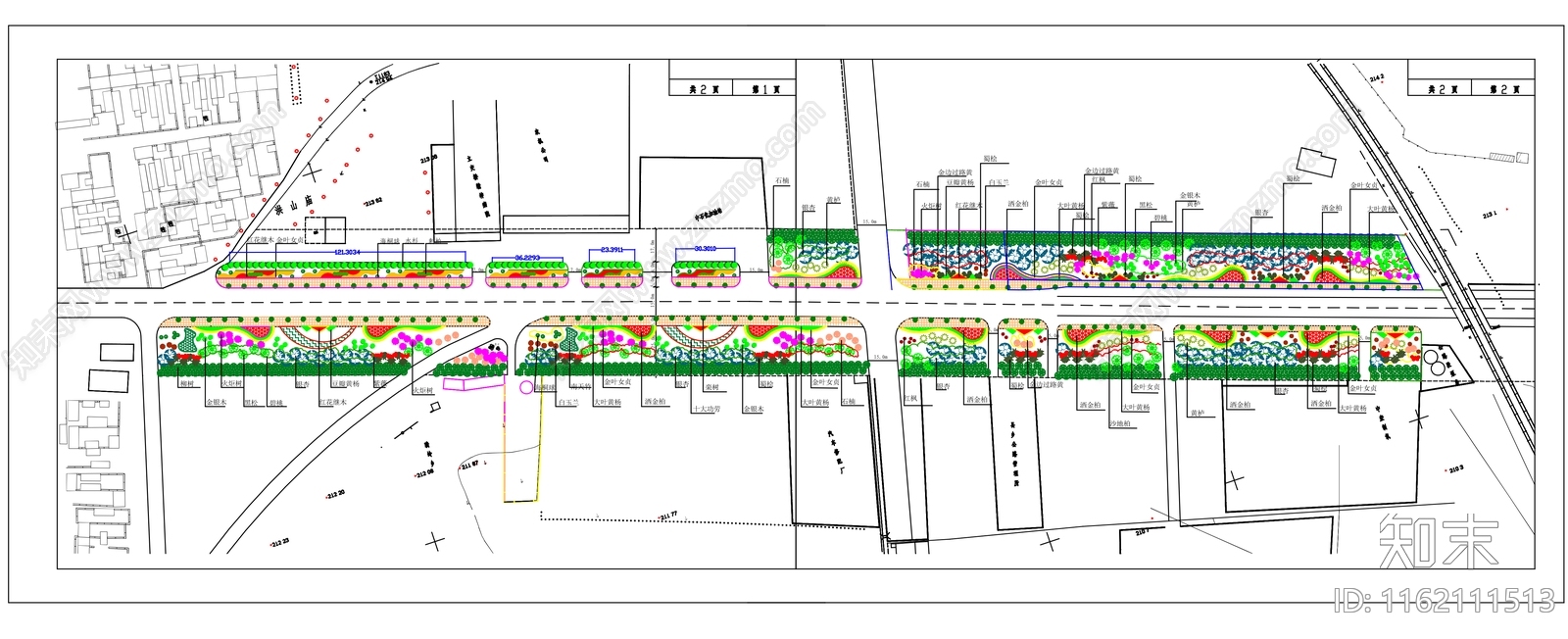 道路绿化设计标准段平面图施工图下载【ID:1162111513】