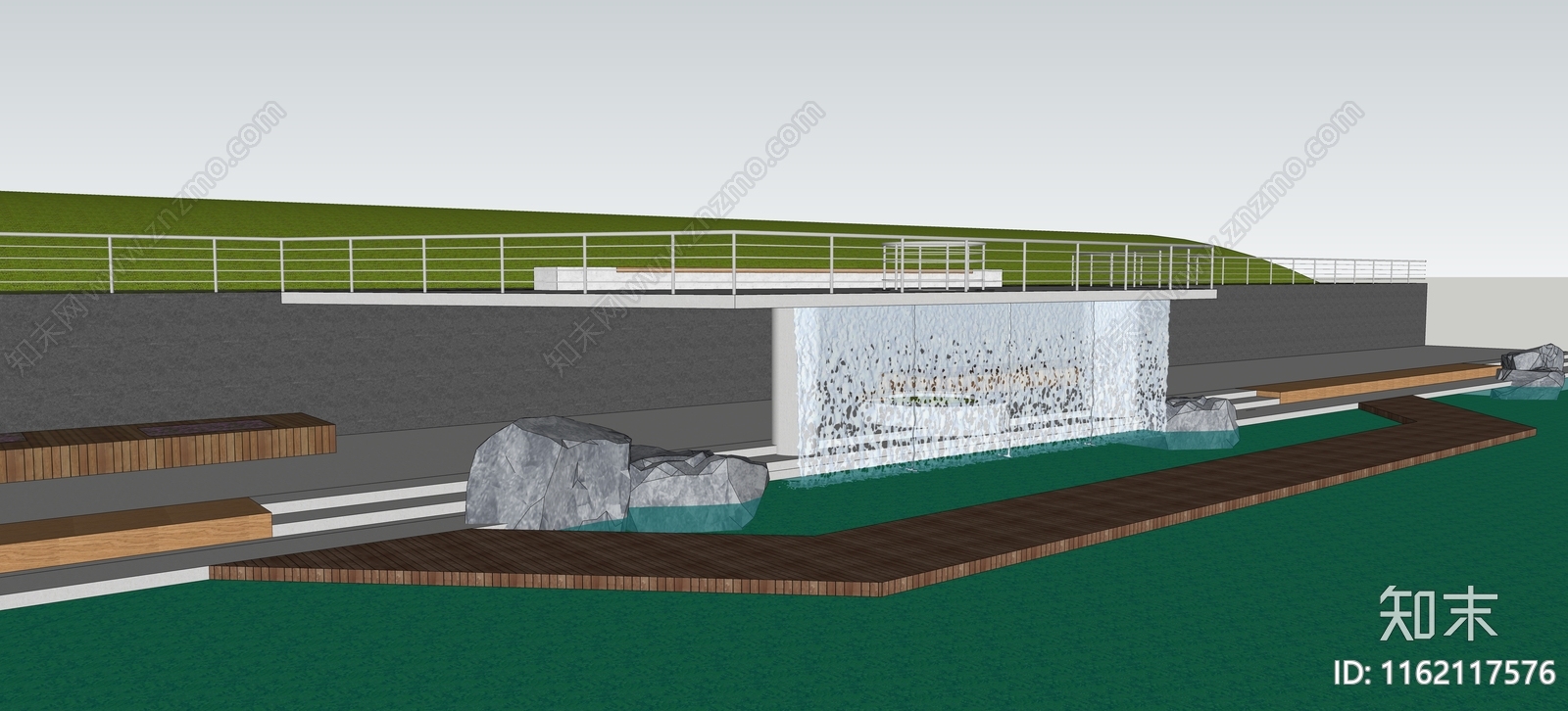 滨水观景台SU模型下载【ID:1162117576】