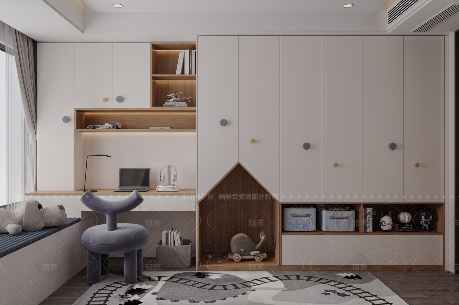 现代男孩房3D模型下载【ID:1214610030】