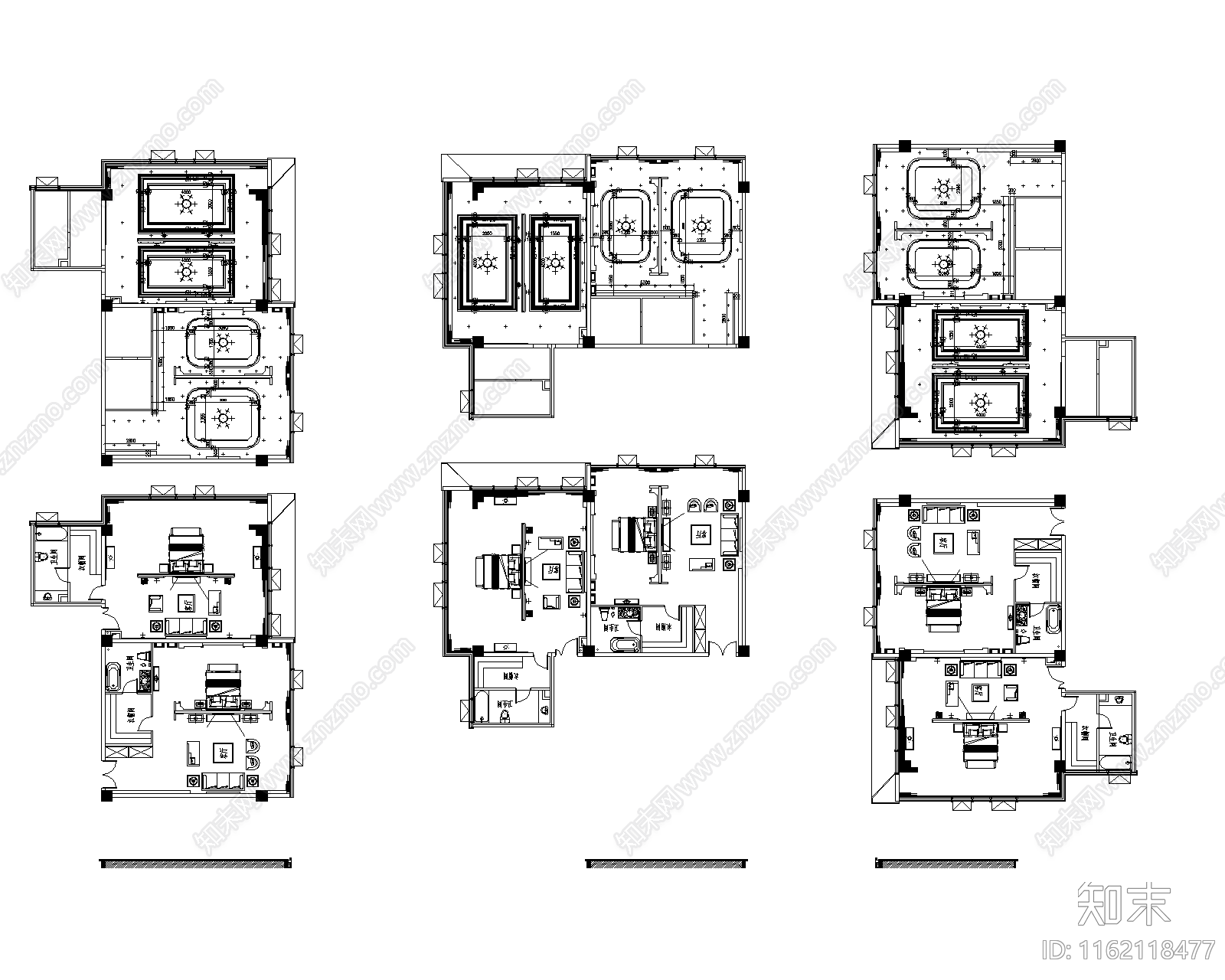 2024最新酒店包房平面立面施工图模板施工图下载【ID:1162118477】