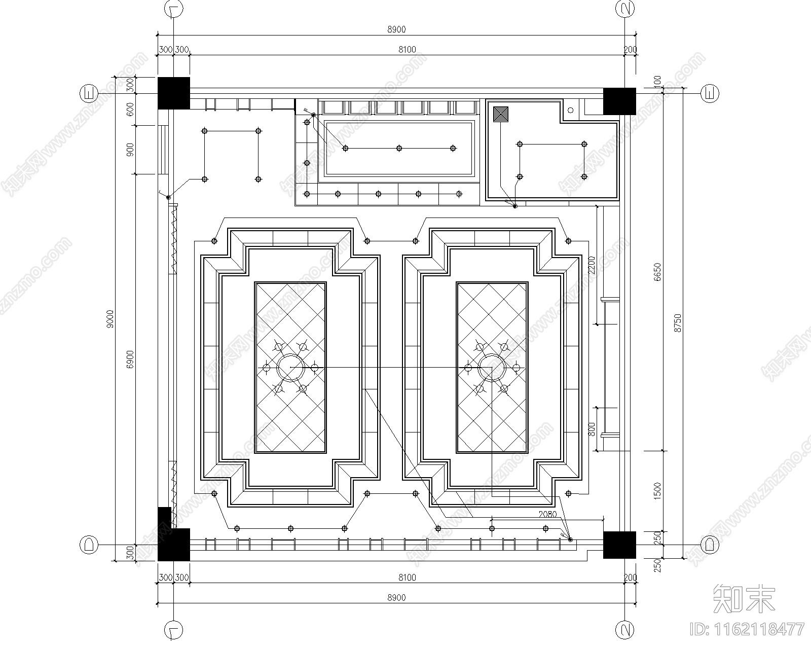 2024最新酒店包房平面立面施工图模板施工图下载【ID:1162118477】