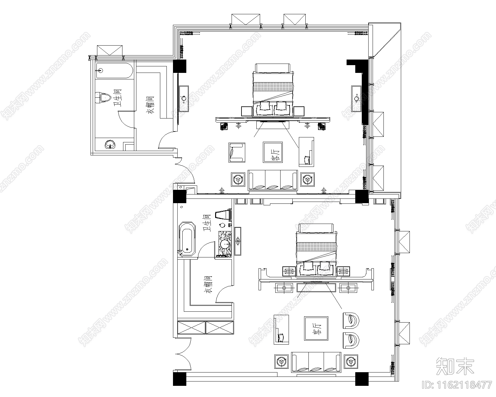 2024最新酒店包房平面立面施工图模板施工图下载【ID:1162118477】