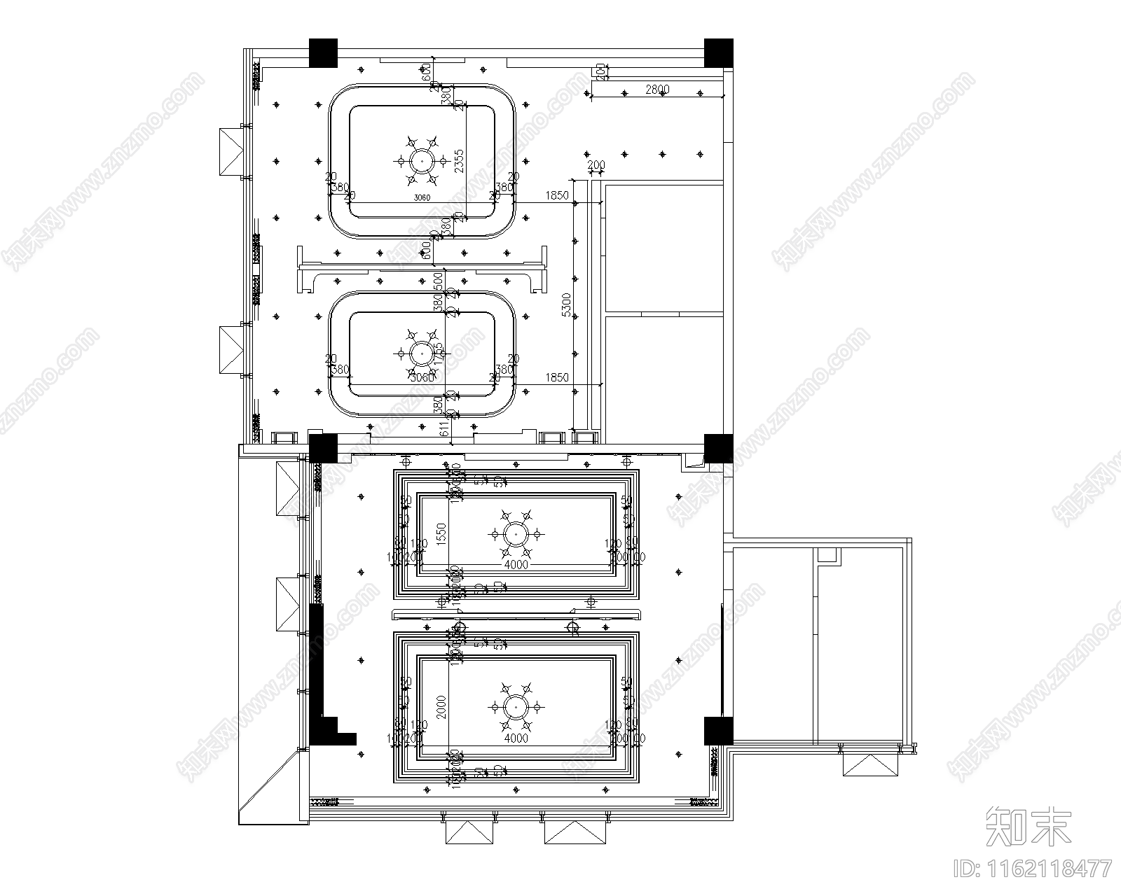 2024最新酒店包房平面立面施工图模板施工图下载【ID:1162118477】