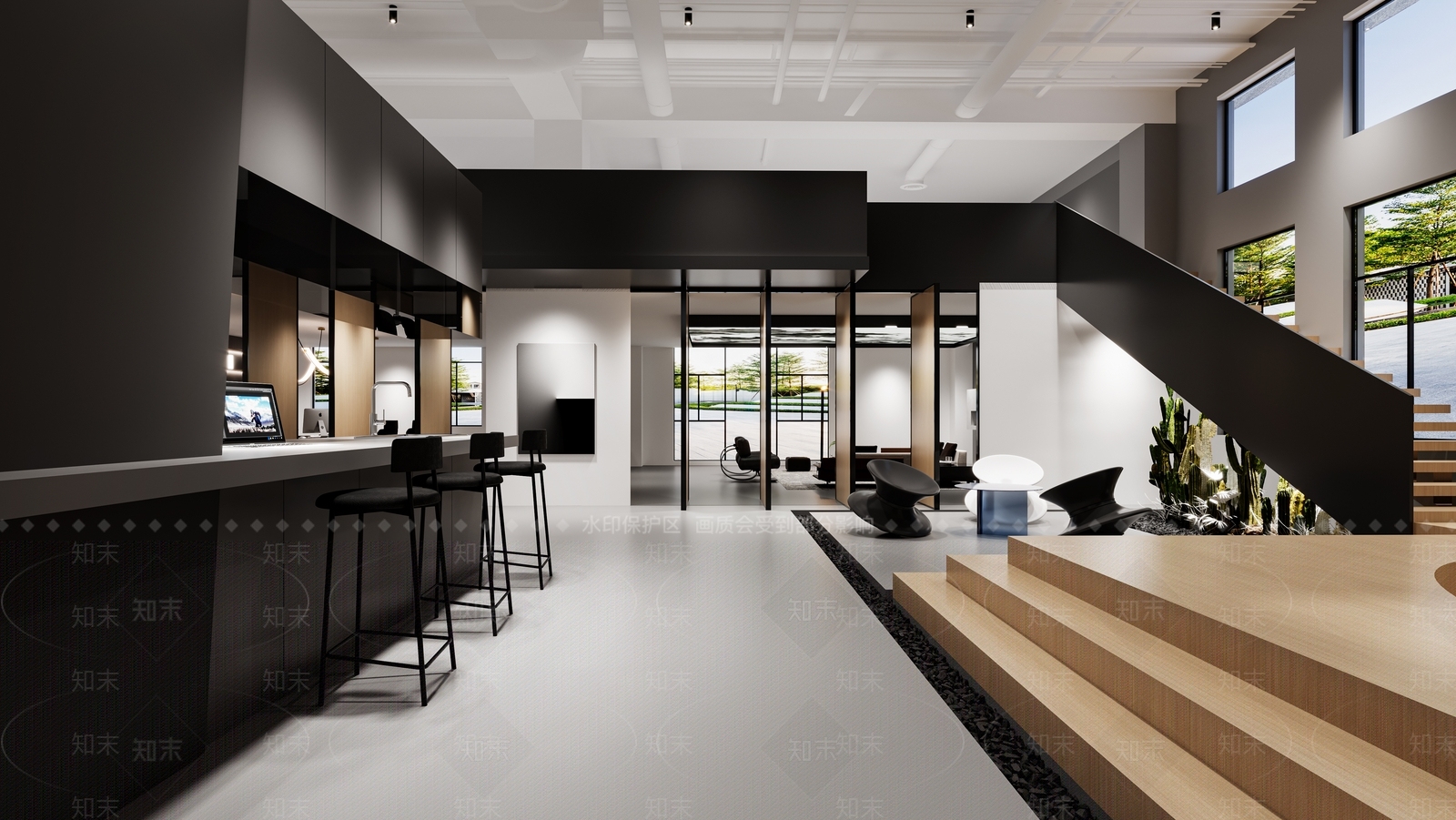 现代办公大厅3D模型下载【ID:1162122179】