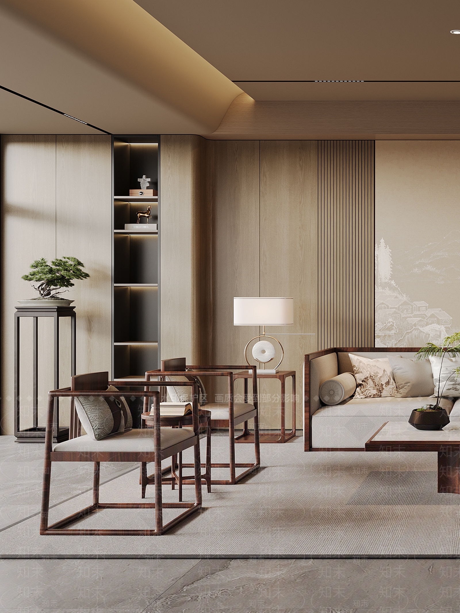 新中式家居客厅3D模型下载【ID:1162126539】_知末3d模型网