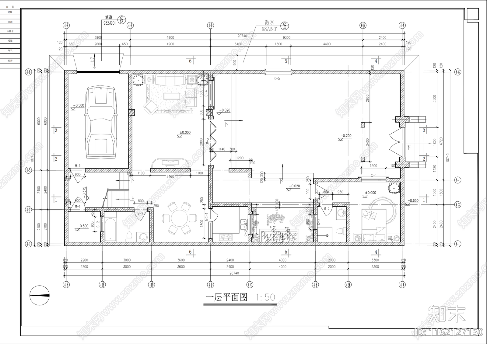 龙湖别院落4号院cad施工图下载【ID:1162127150】