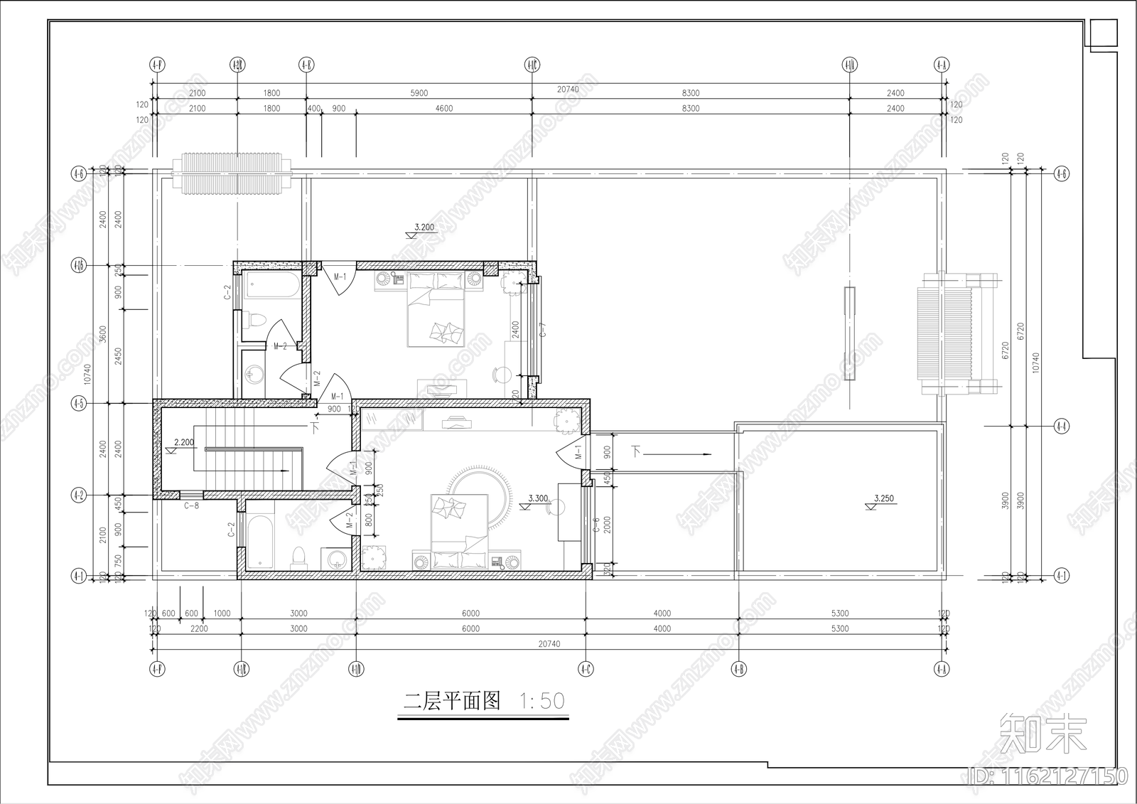 龙湖别院落4号院cad施工图下载【ID:1162127150】