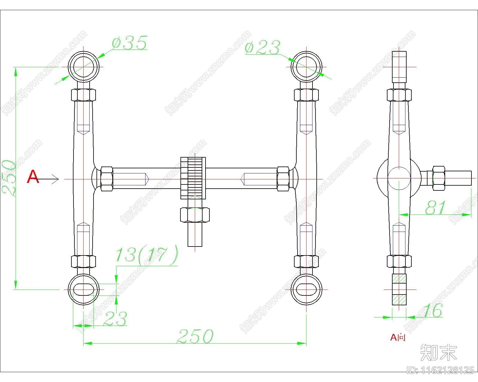 点式幕墙a特殊爪件节点详图DGW2501施工图下载【ID:1162128125】