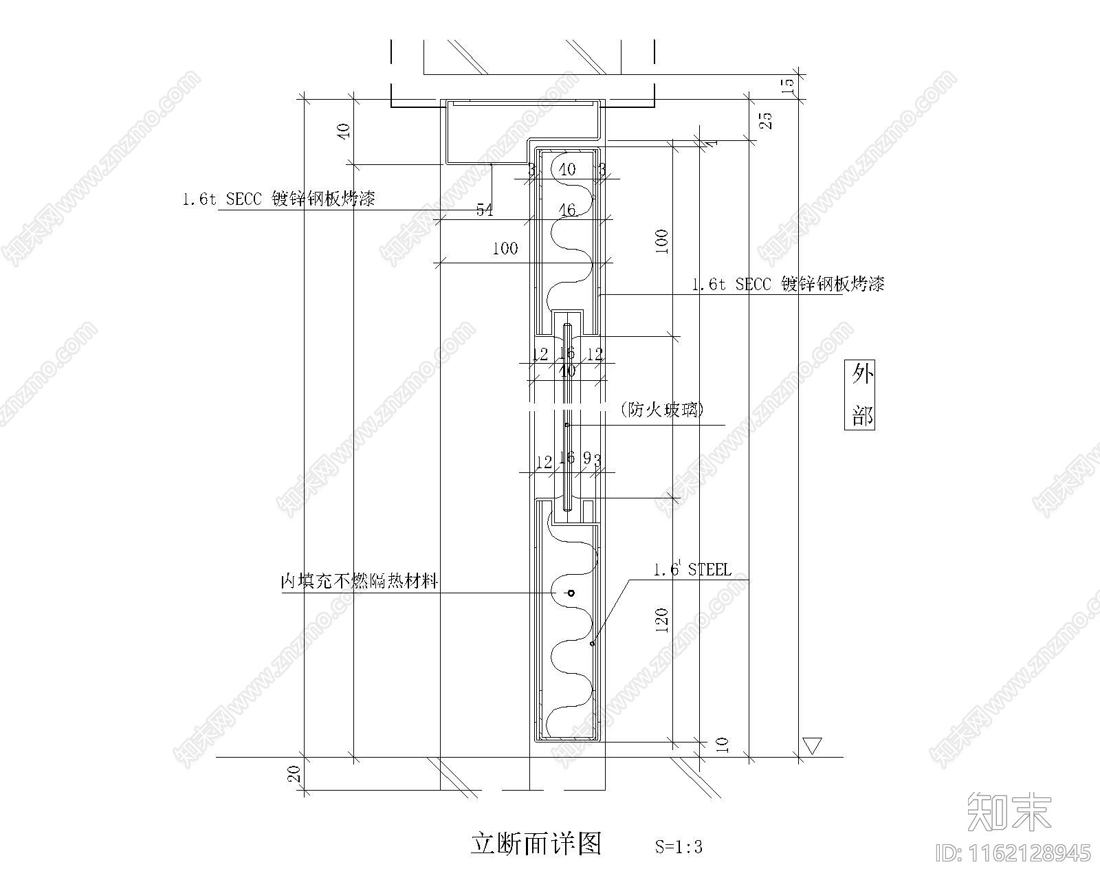 金属门立断面详图cad施工图下载【ID:1162128945】