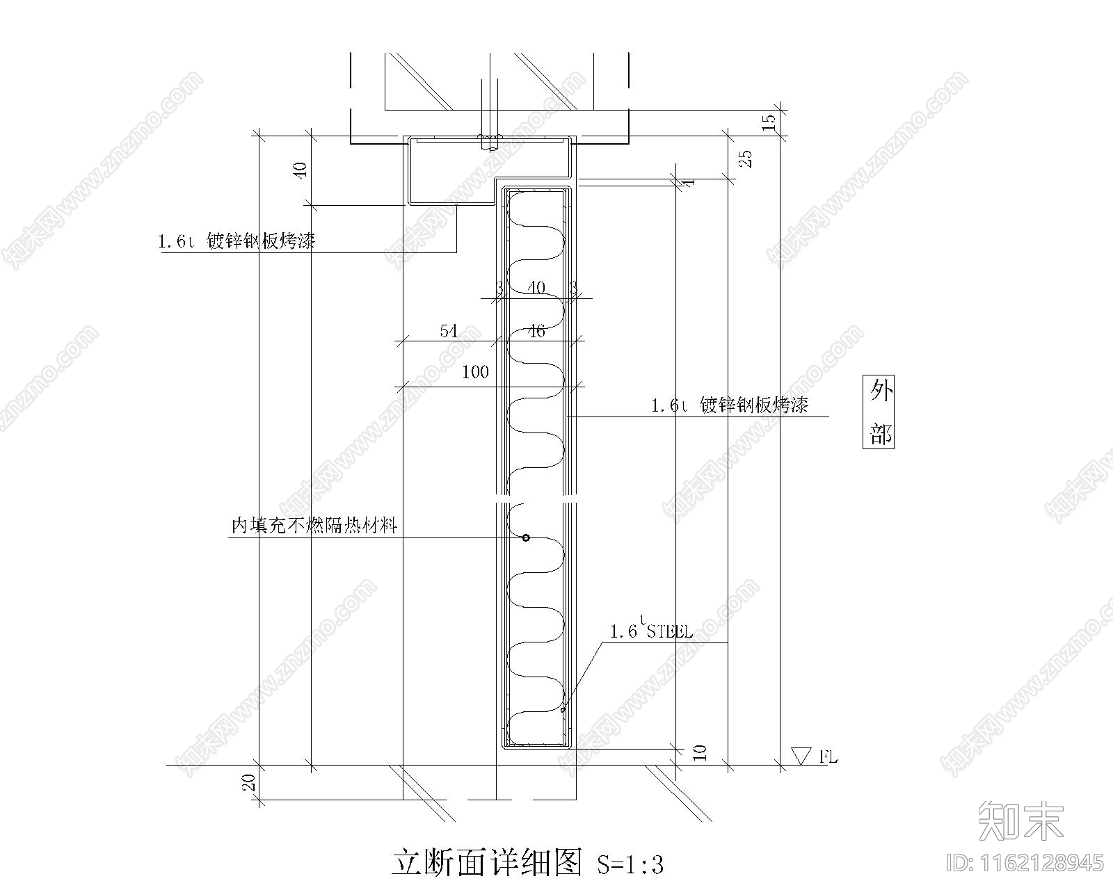 金属门立断面详图cad施工图下载【ID:1162128945】