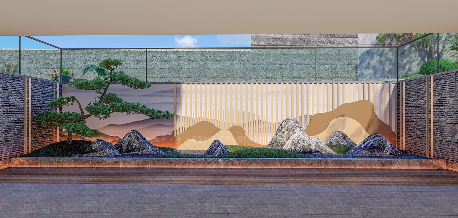 别墅庭院景观SU模型下载【ID:1162131315】