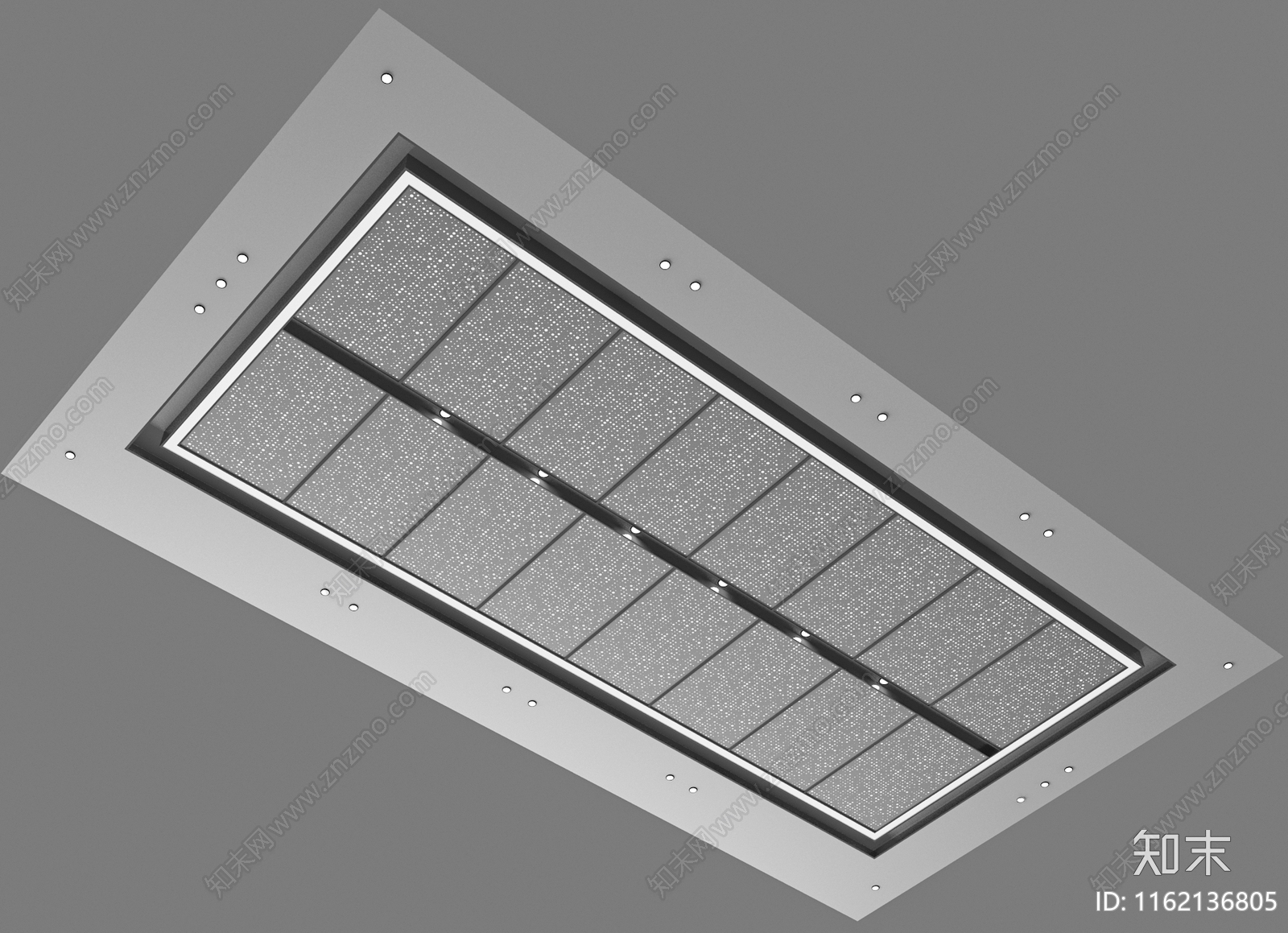 现代穿孔发光铝板造型顶SU模型下载【ID:1162136805】