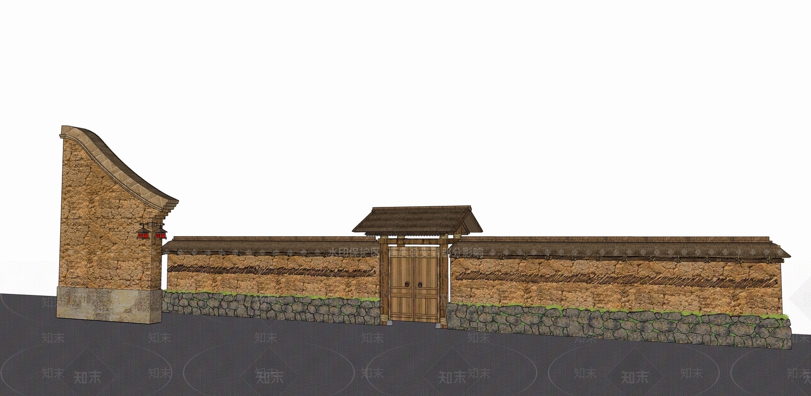 土坯院墙SU模型下载【ID:1162140159】