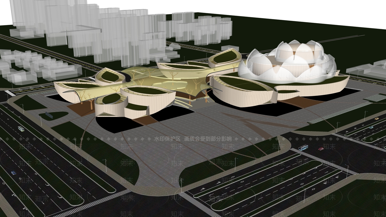 现代展馆图书馆SU模型下载【ID:1162142408】