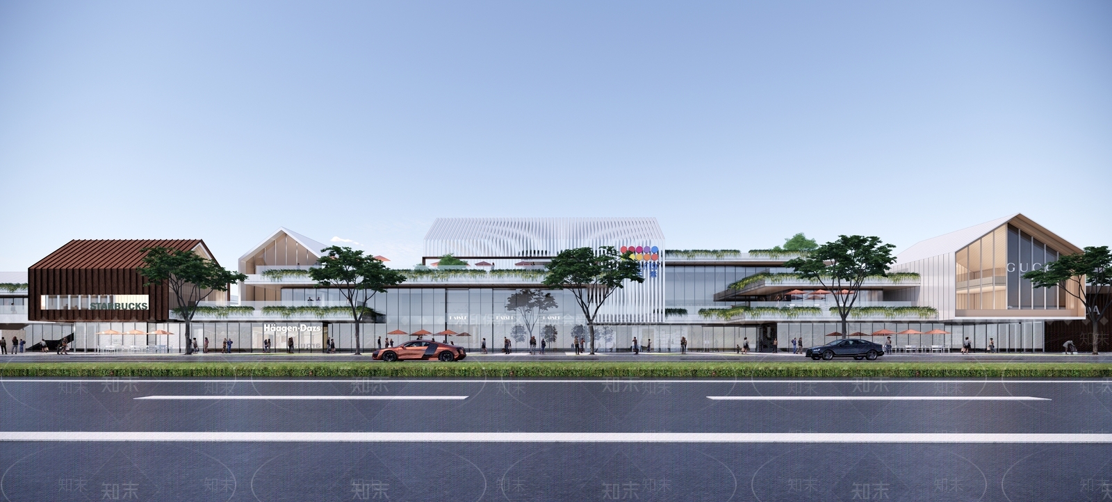 南浔现代风格3层坡屋顶露台沿街商业SU模型下载【ID:1162143103】