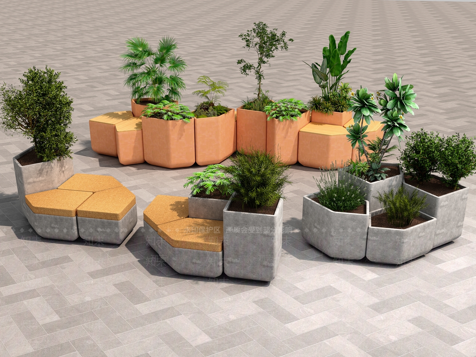 公园花园景观座椅3D模型下载【ID:1162143536】