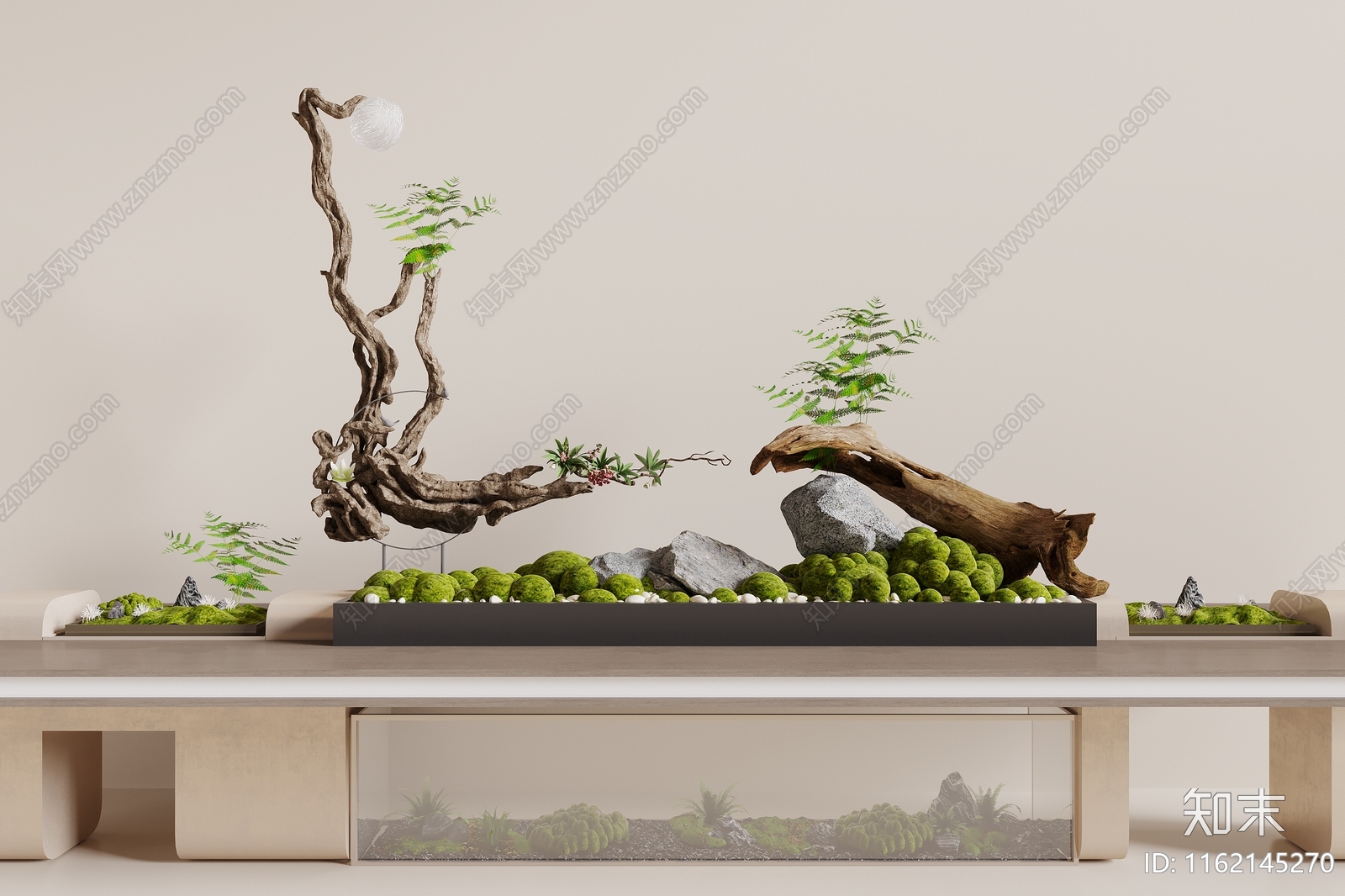 现代枯木绿植摆件3D模型下载【ID:1162145270】