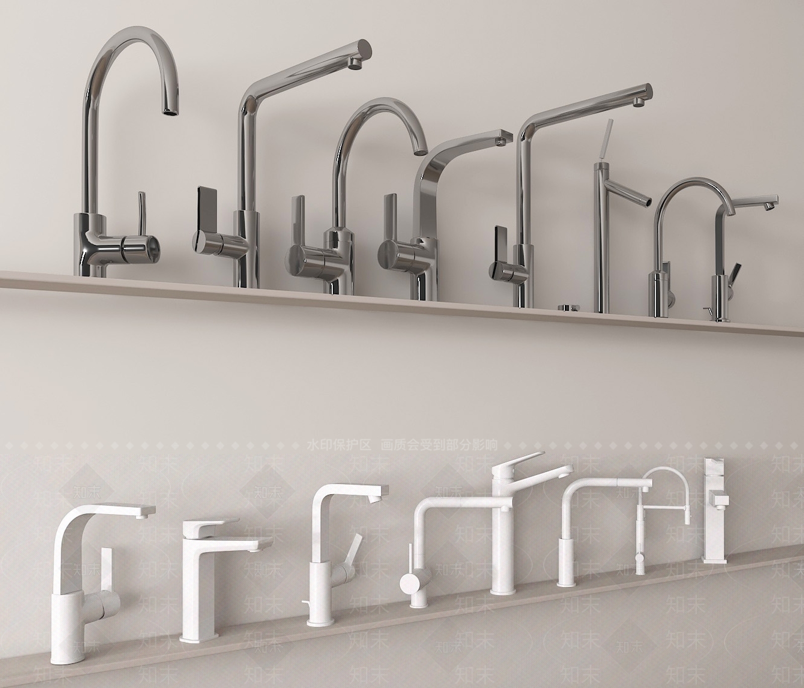 现代水龙头组合3D模型下载【ID:1162145523】
