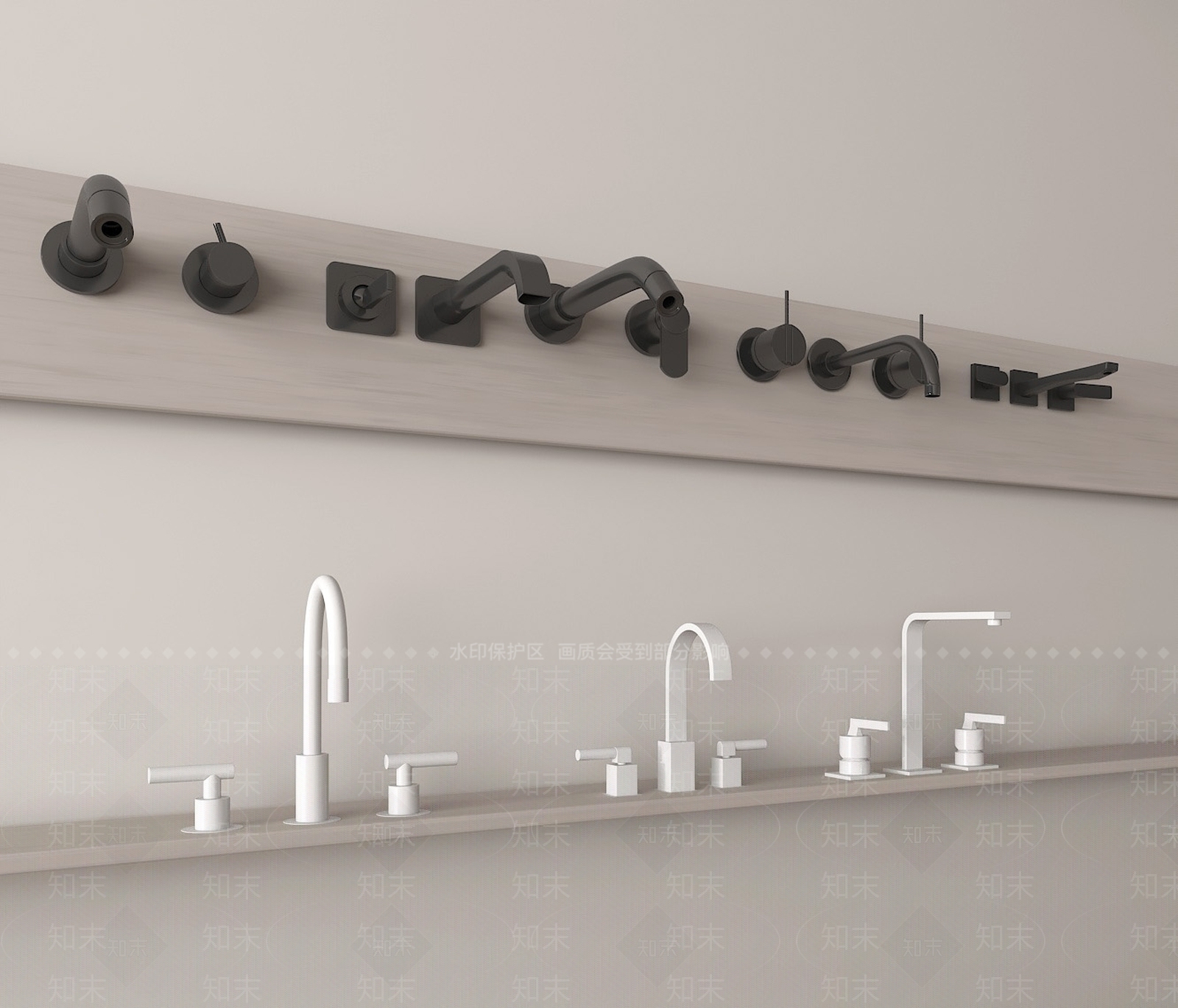 现代水龙头组合3D模型下载【ID:1162145635】