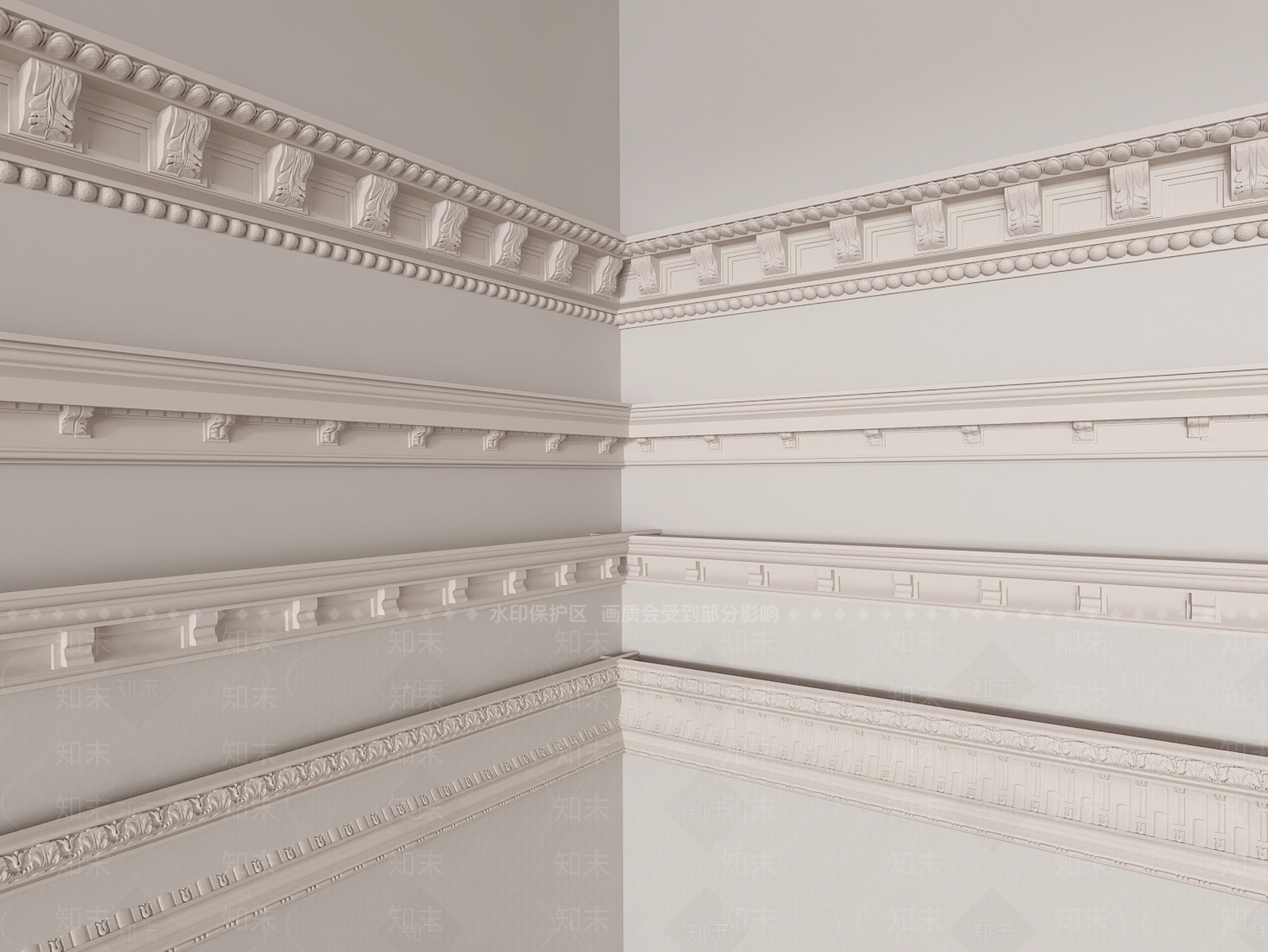 现代石膏线组合3D模型下载【ID:1162146423】