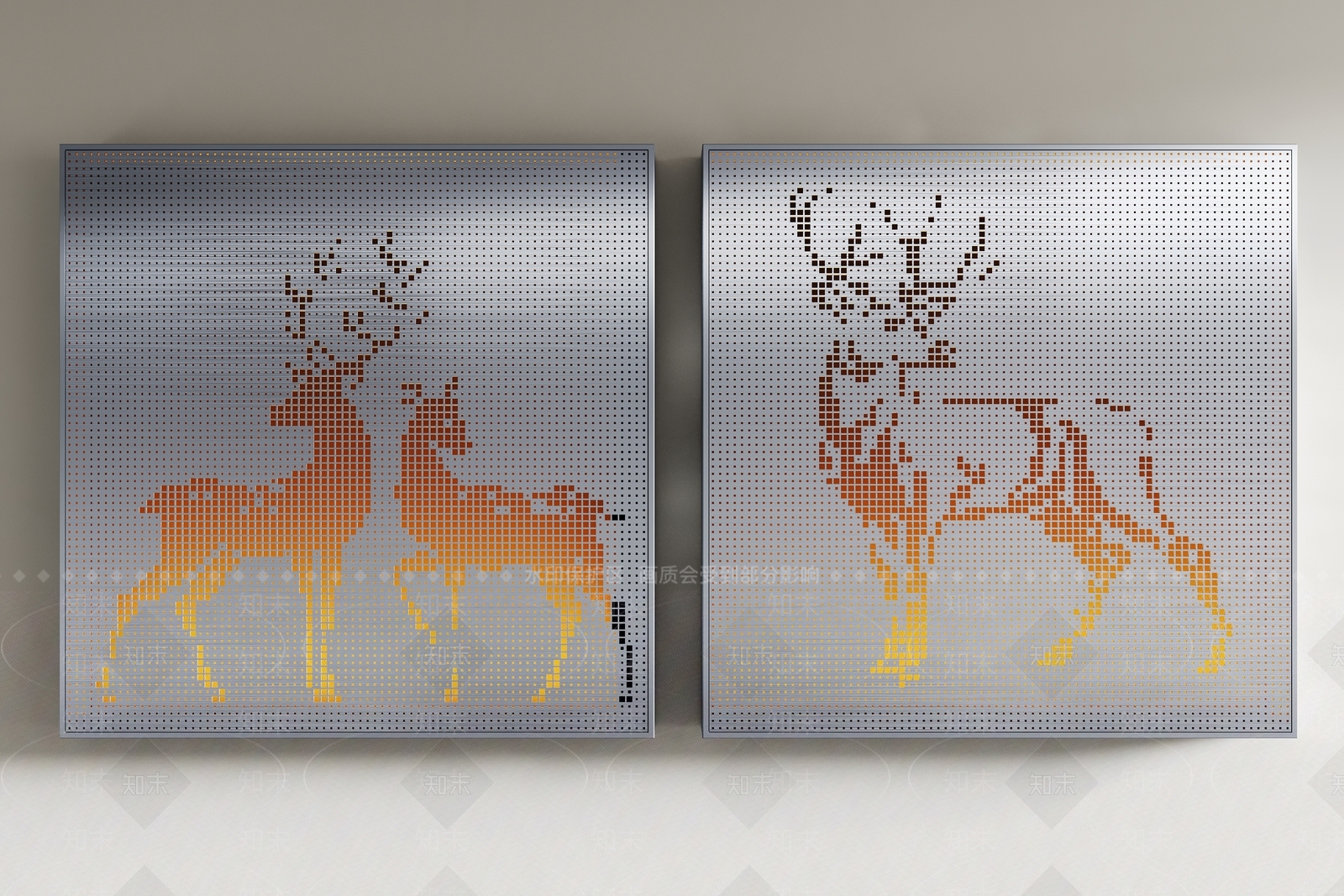 现代鹿子艺术穿孔板SU模型下载【ID:1162175884】