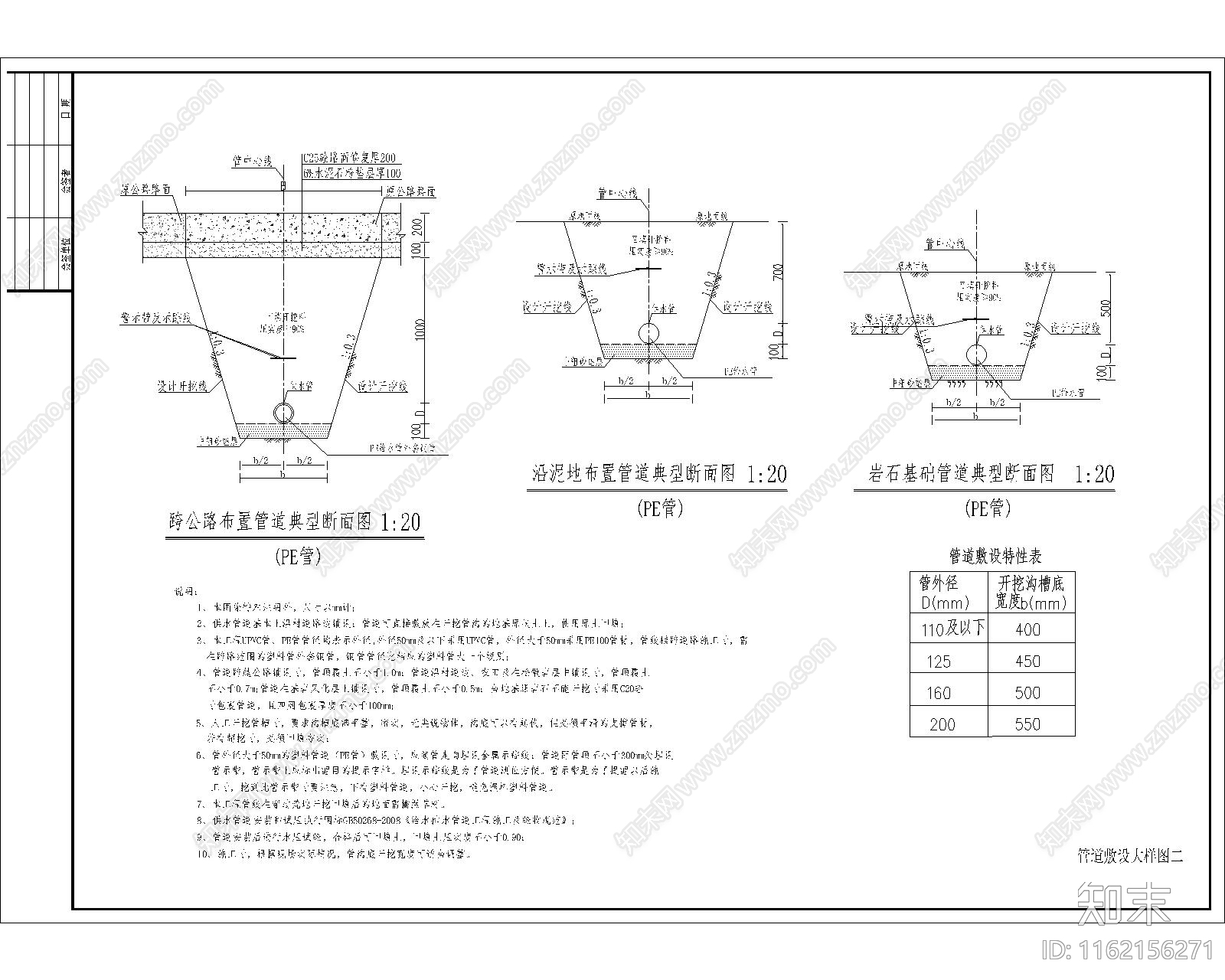 自来水管道敷设大样图施工图下载【ID:1162156271】