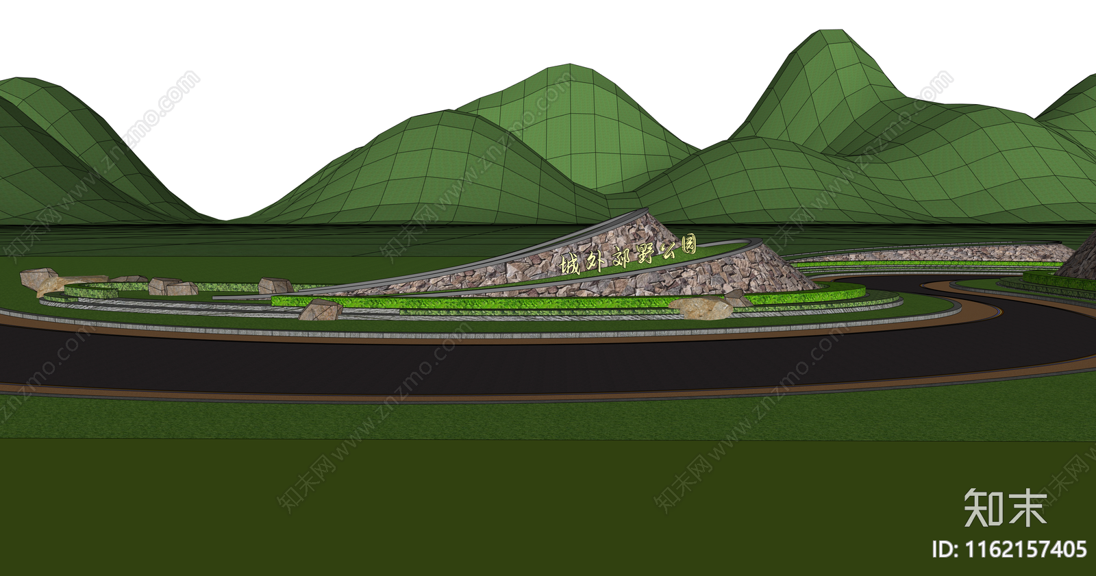 郊野公园入口景观SU模型下载【ID:1162157405】